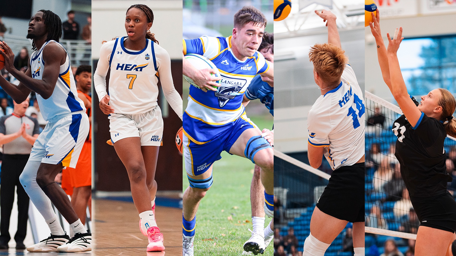 From left to right men's basketball, women's basketball, men's rugby, men's volleyball and women's volleyball will be in action this week.
