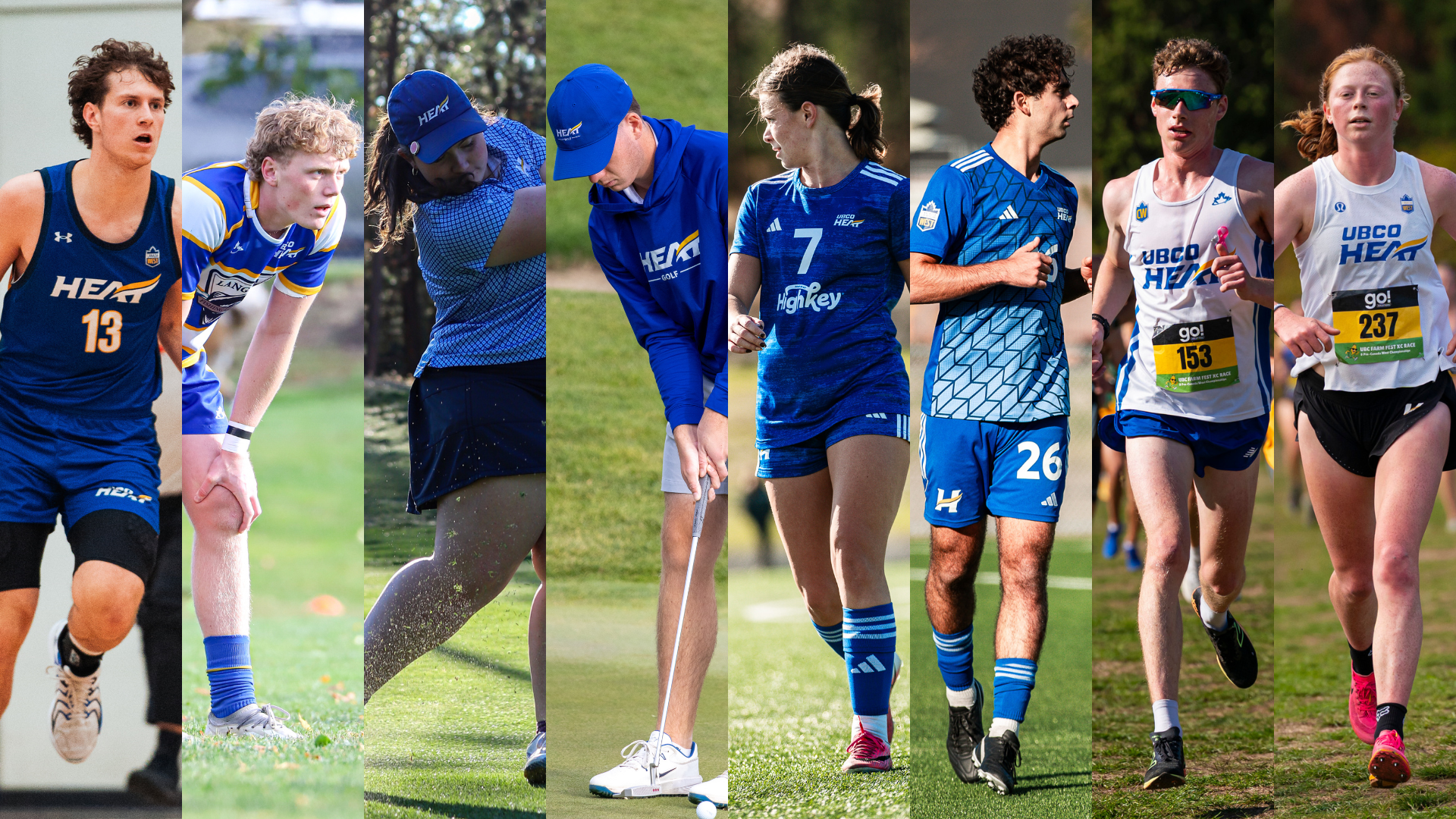 From left to right, men's basketball, men's rugby, women's and men's golf, women's and men's soccer, women's and men's cross country will all be in action for the Heat this week.