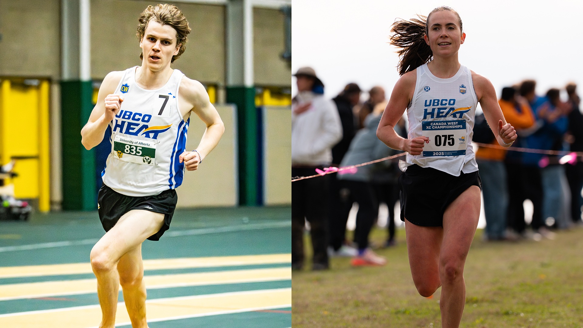 From left to right, Heat track athletes Kyle Porter and Ella Wigmore will represent UBCO at the Canada West Championships this weekend.