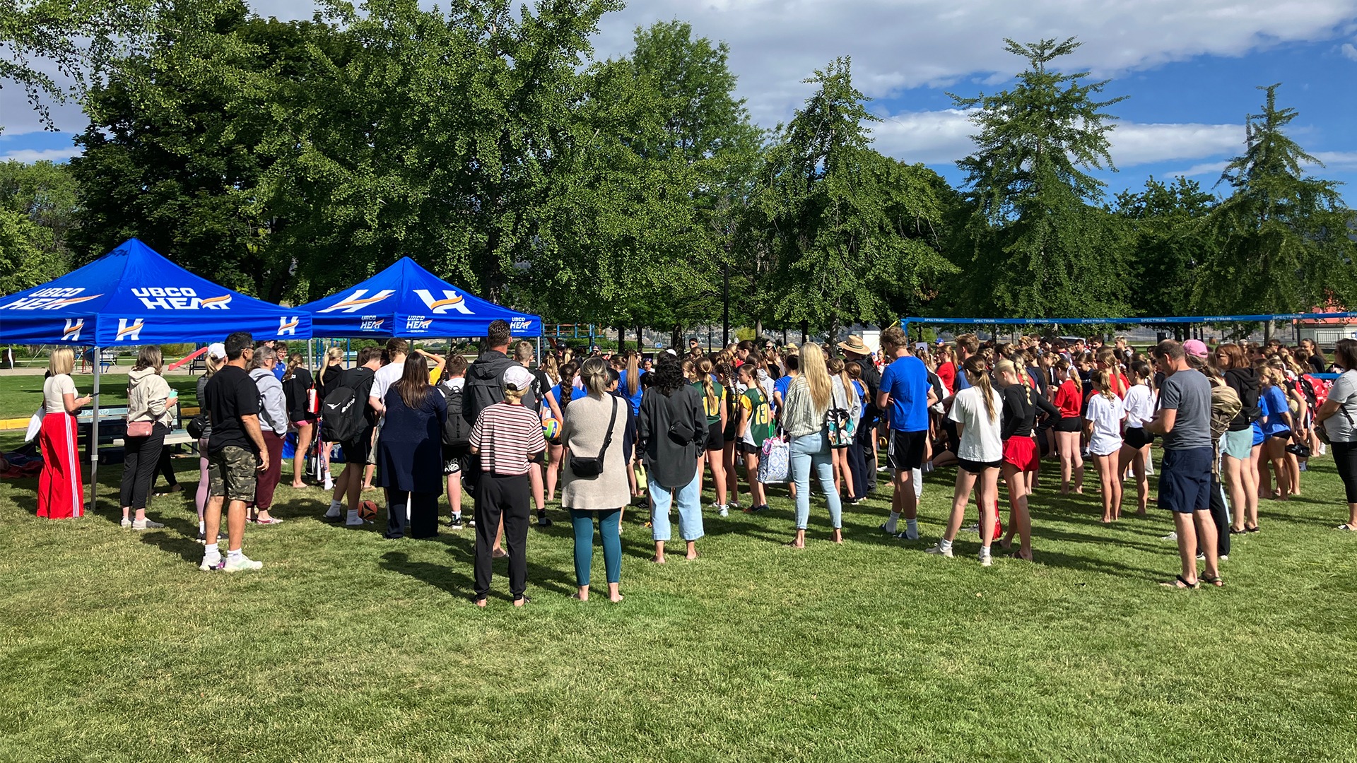 Participants gather at City Park in Kelowna for the 2026 Okanagan School Grass Volleyball Championship
