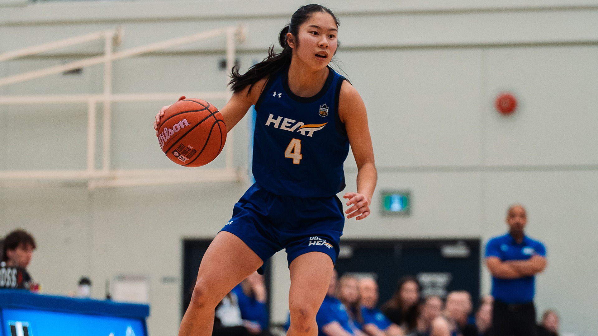 UBCO guard Tsuki Tsuzuki surveys her options during action against the UFV Cascades at the UBCO Gymnasium.