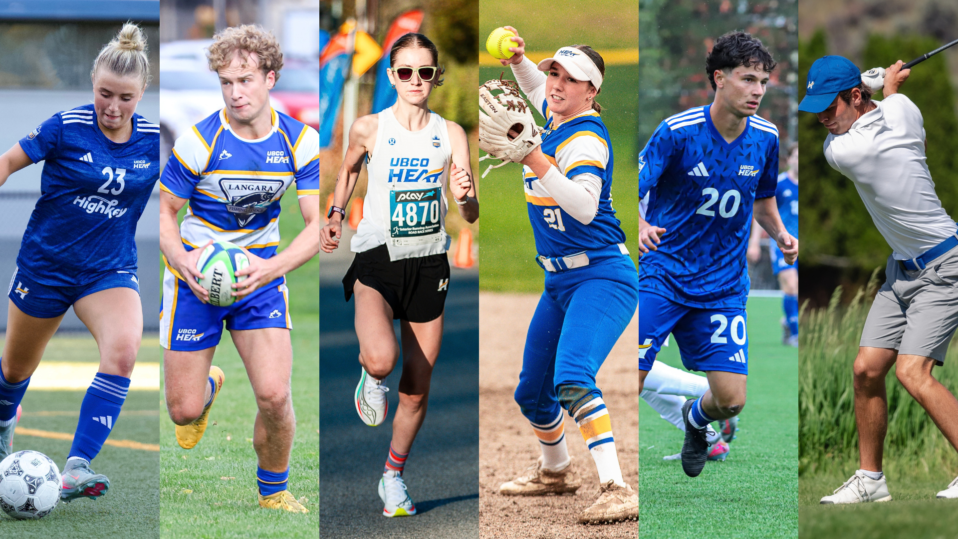 From left to right, women's soccer, men's rugby, cross country, softball, men's soccer, and men's golf will all be in action for the Heat this weekend.