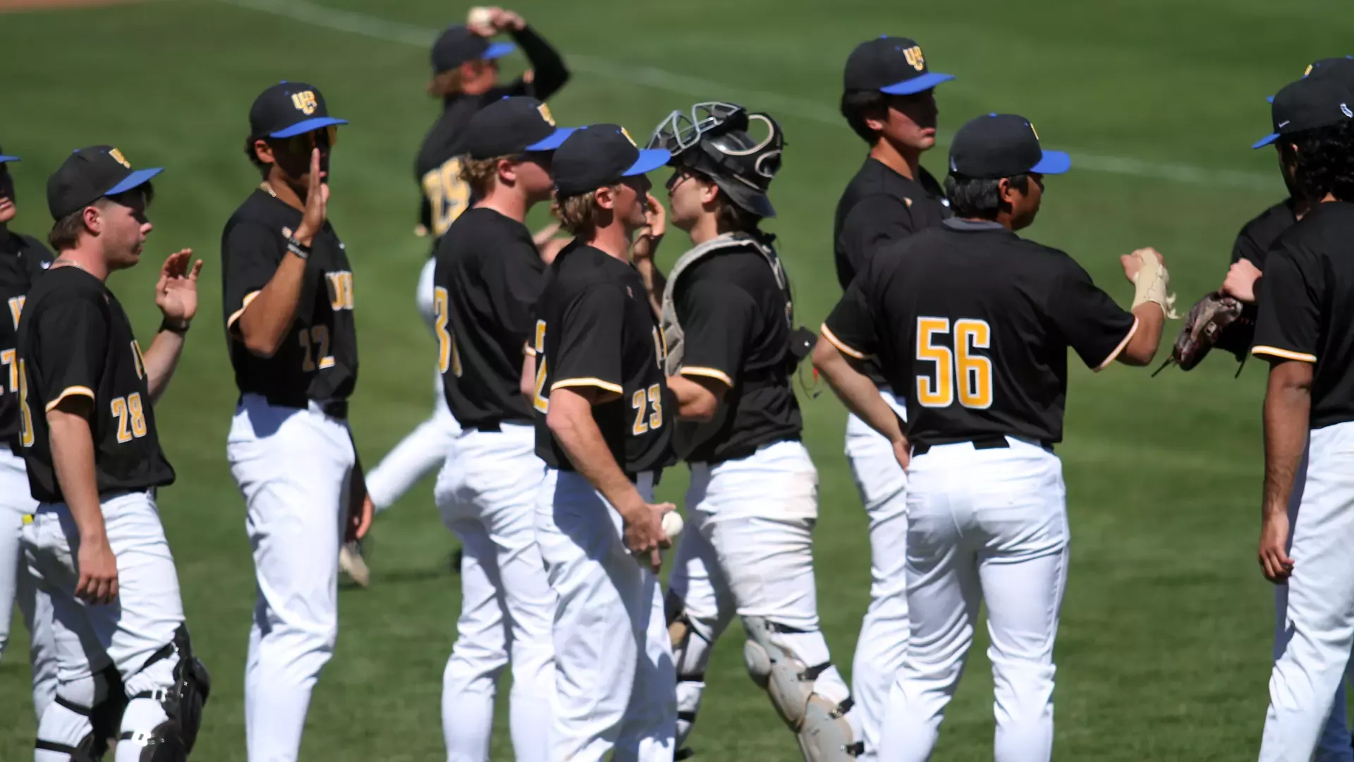 Baseball team high fives 2025
