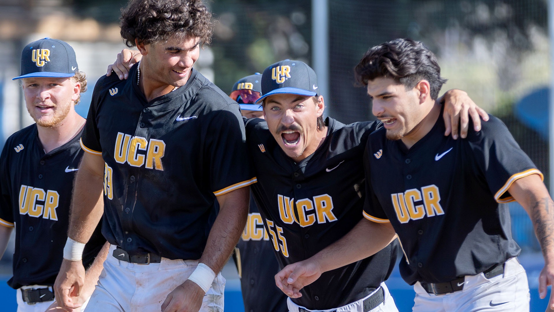Team celebration after topping USF in 10 innings