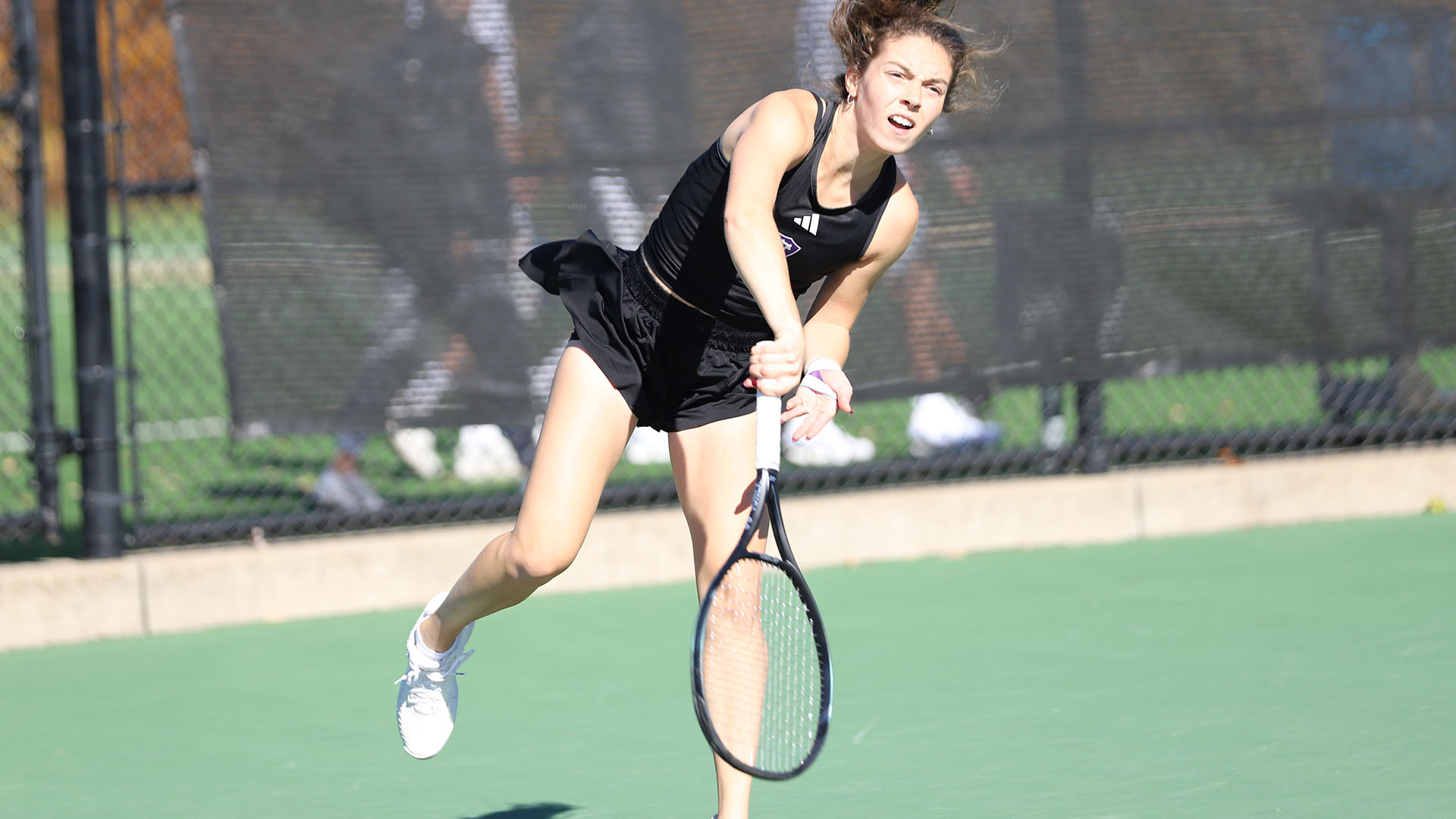 Ashley Zilora in action at the Patriot League ITA Masters Qualifier.