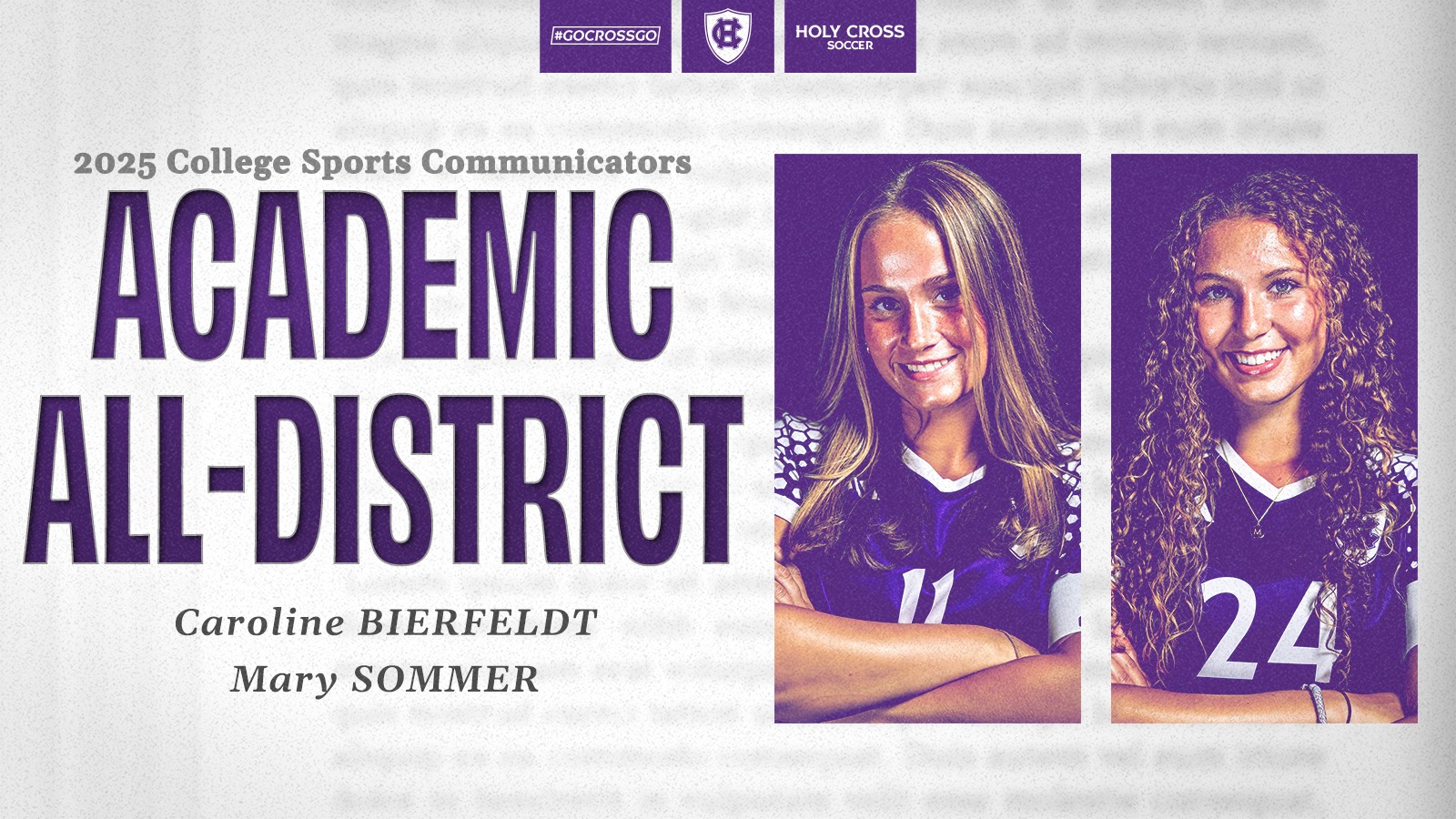 2025 CSC Academic All-District: Mary Sommer and Caroline Bierfeldt