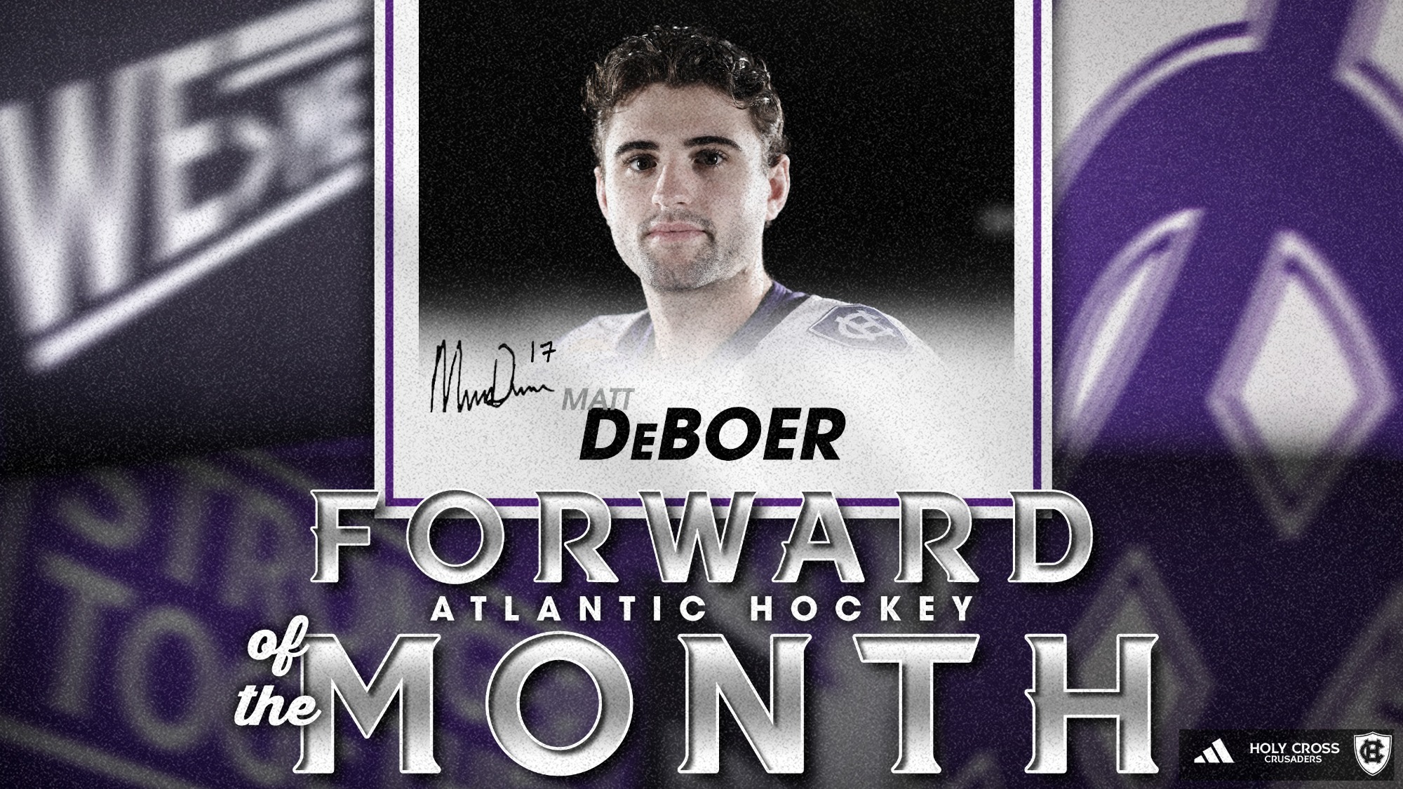Matt DeBoer named Atlantic Hockey Forward of the Month for November 2025