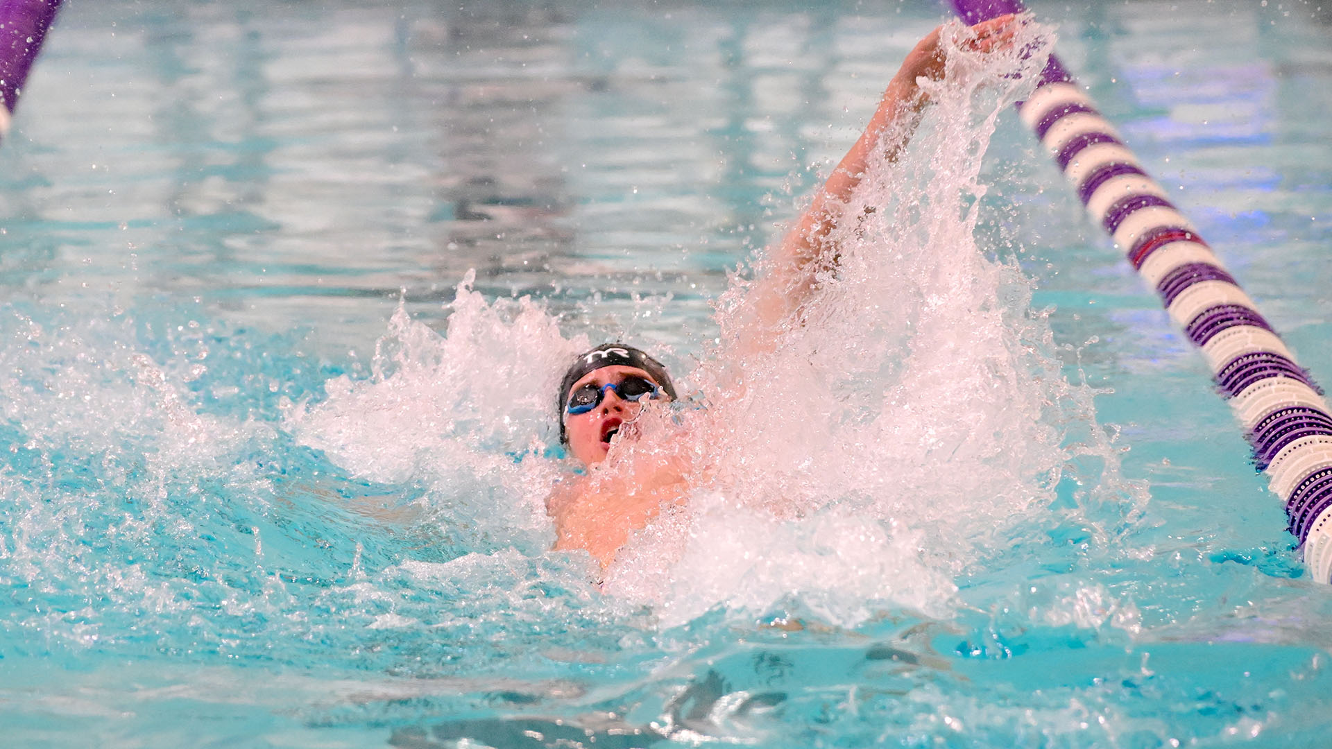 Jack Greiner swimming against Boston University.