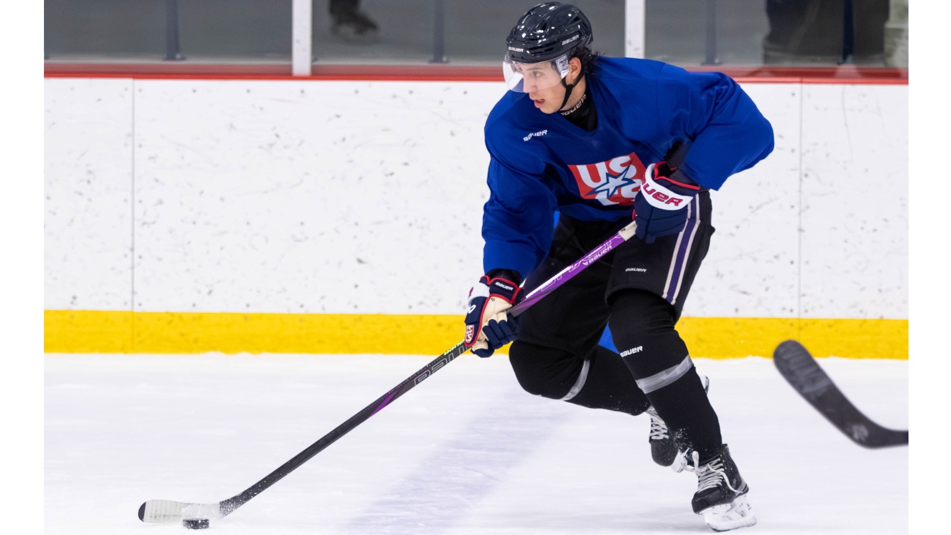 Jack Stockfish practices with the USCS Team ahead of the Spengler Cup
