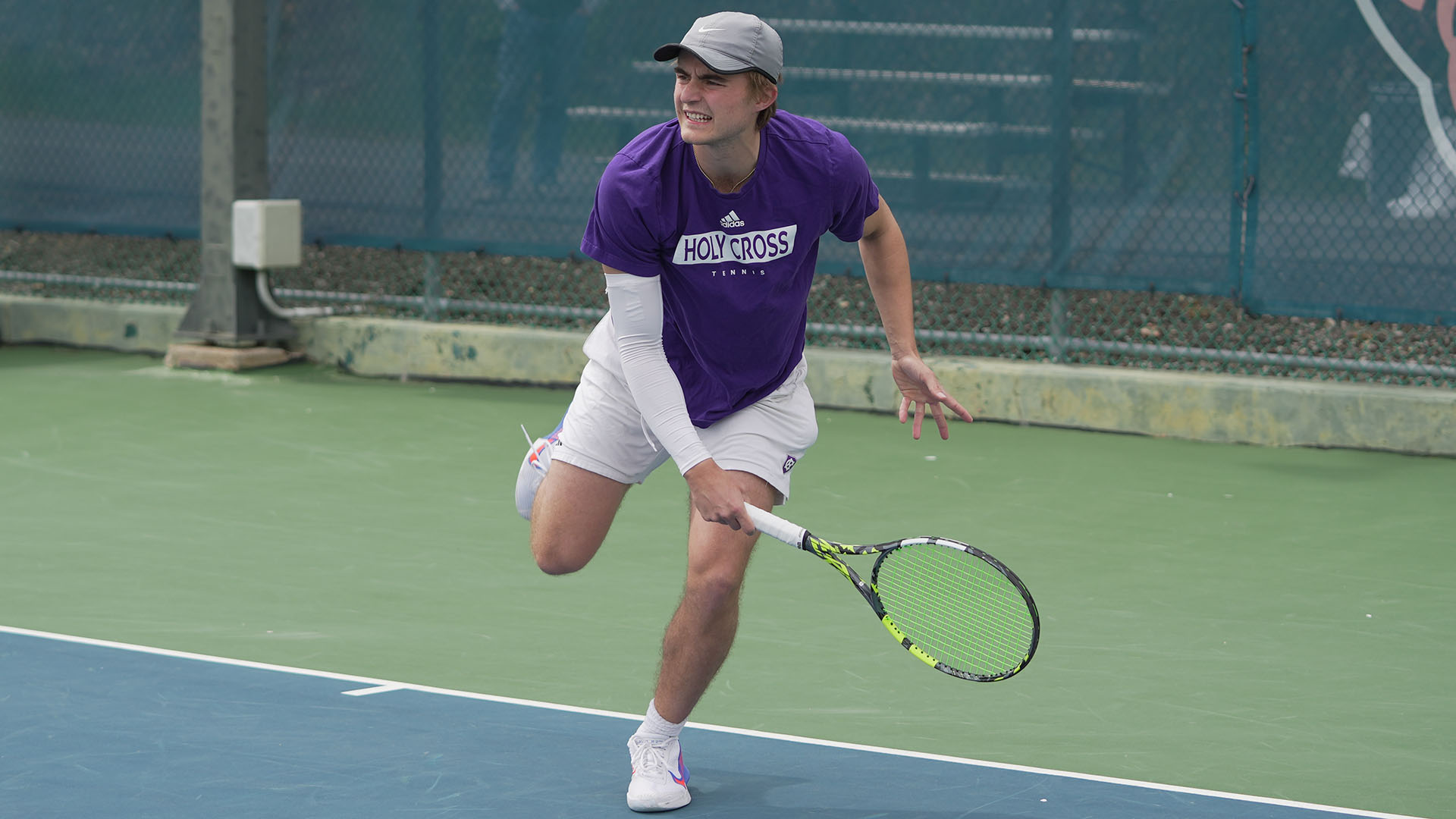 Matt Carlson serving against Lehigh in the Patriot League quarterfinals.