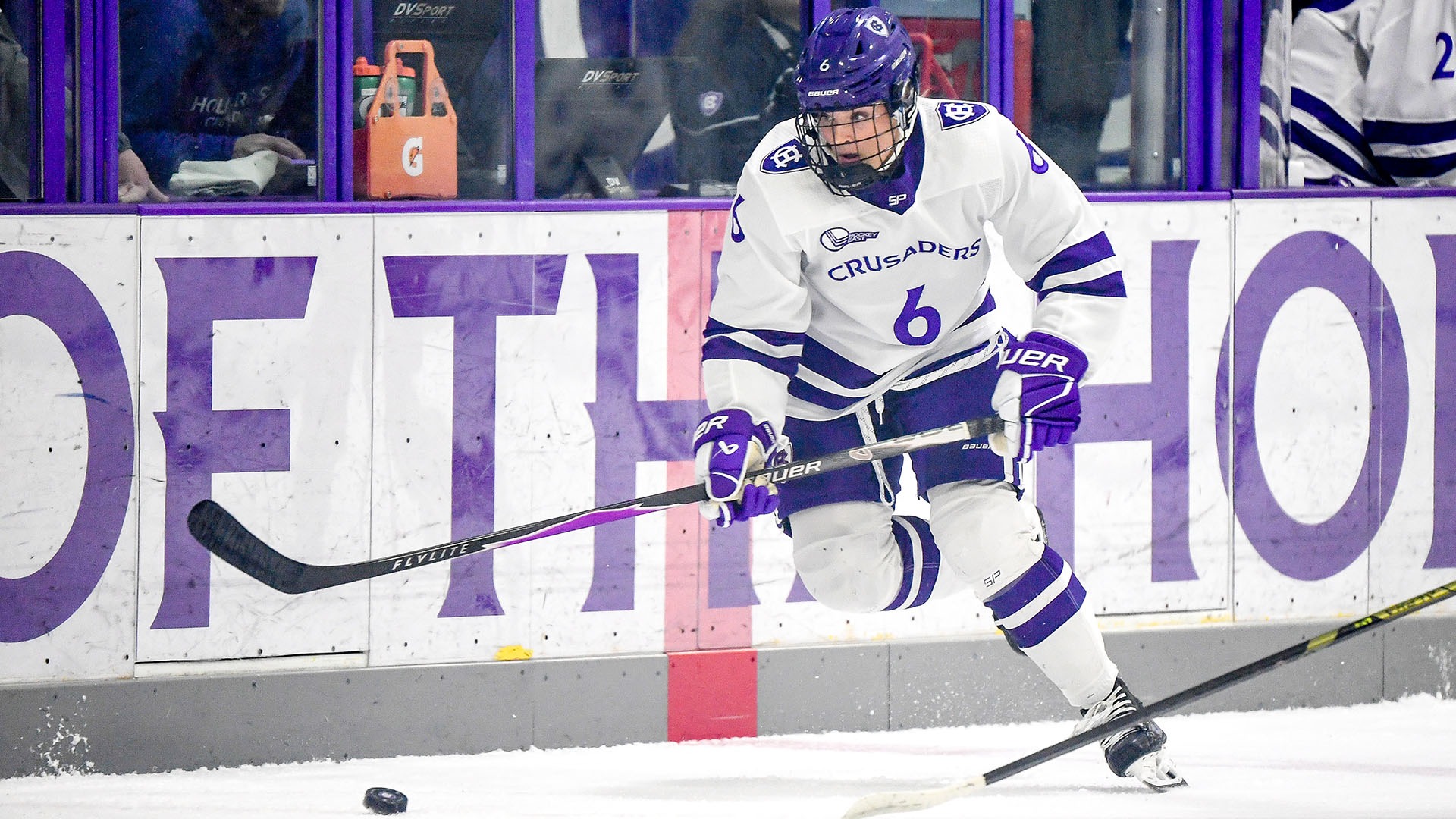 Avery Matt with the puck against Boston College