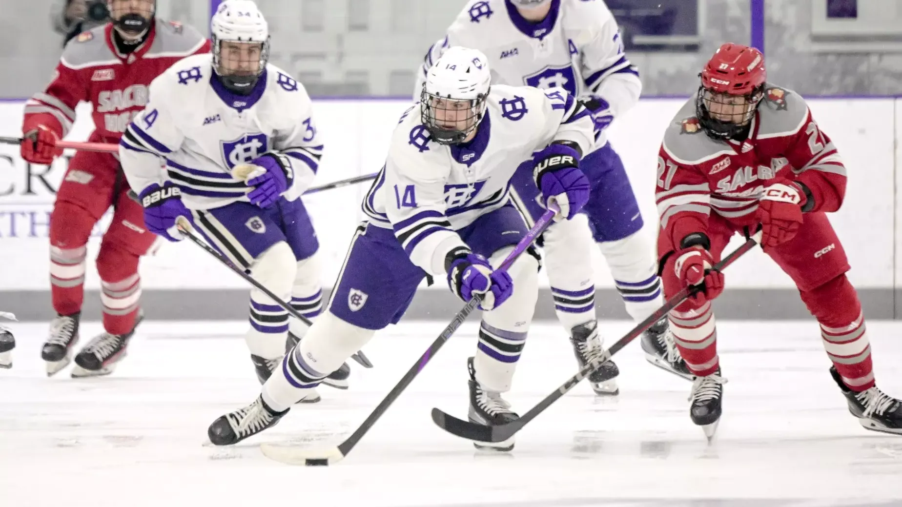 Men's ice hockey defeated Sacred Heart, 5-2, in their second home game of the season.