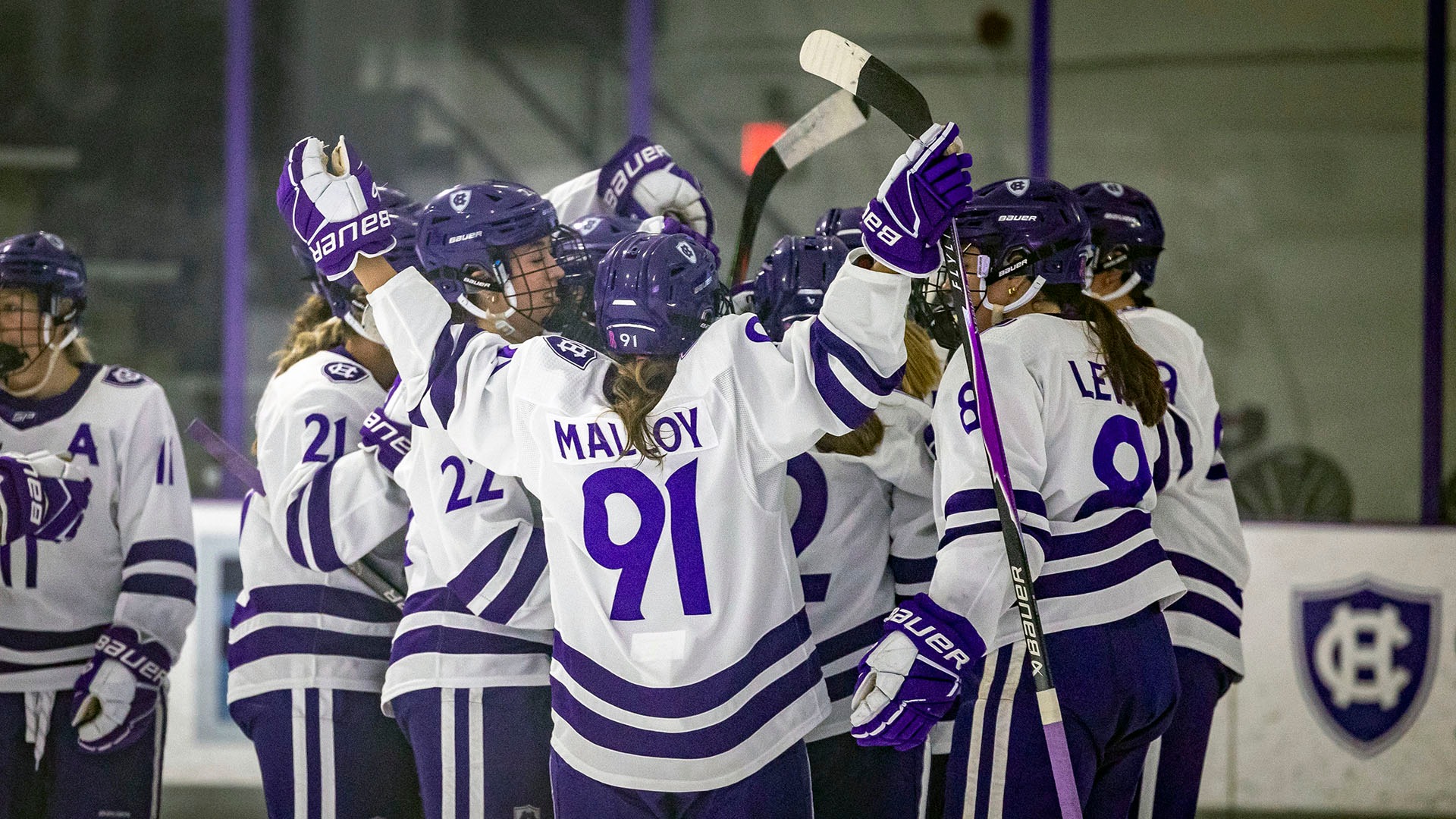 The Crusaders celebrate following their victory over Providence