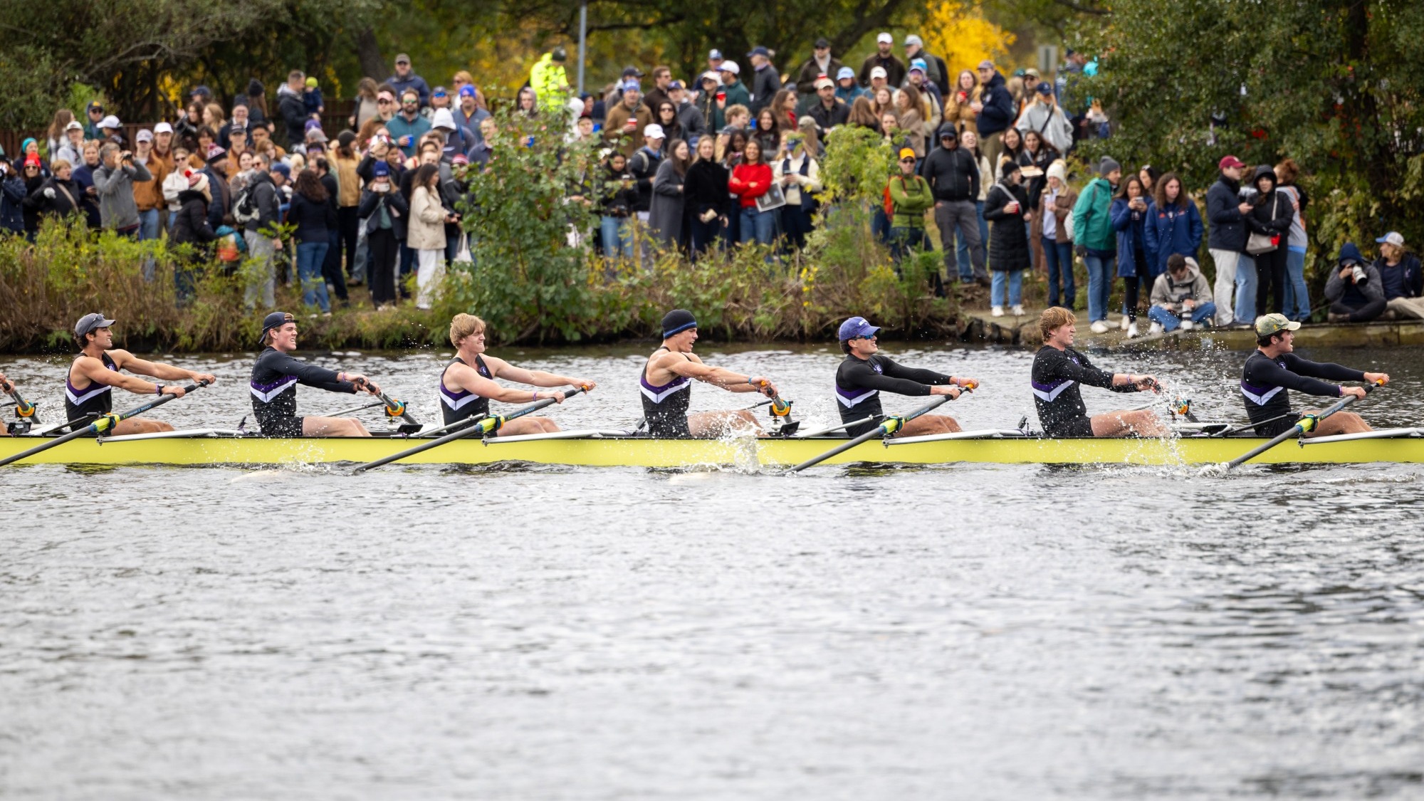 Men's rowing competes at the Head of the Charles