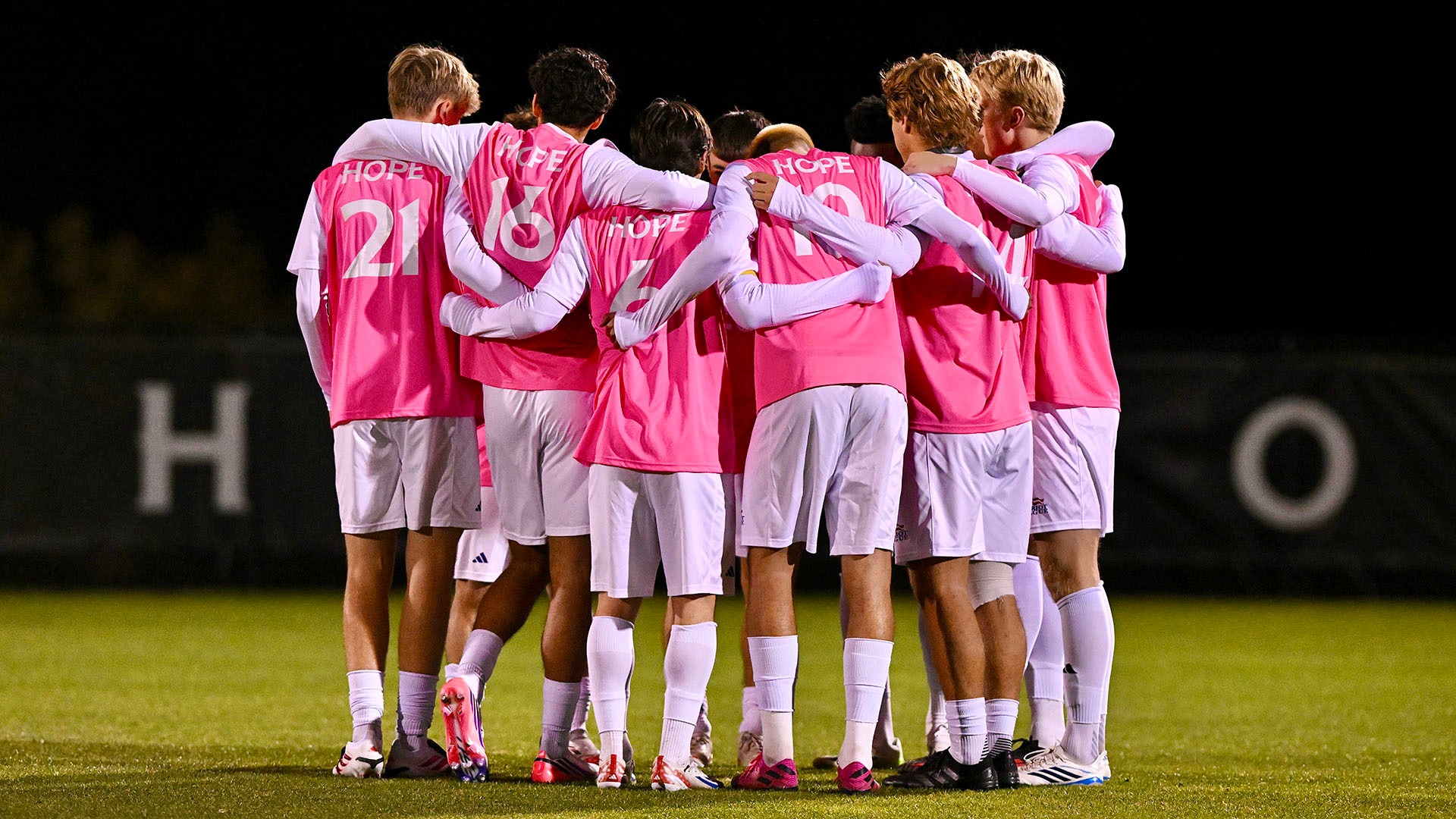 The Crusaders huddle during their game against Brown.