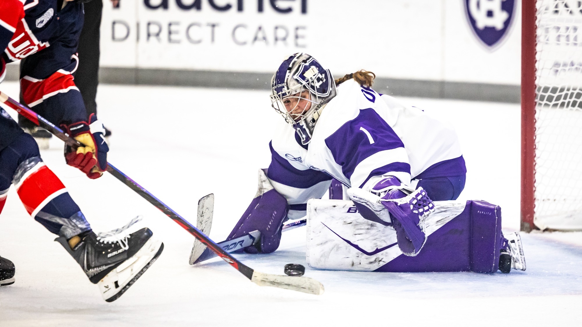 Livia Debnarova making a save against UConn.