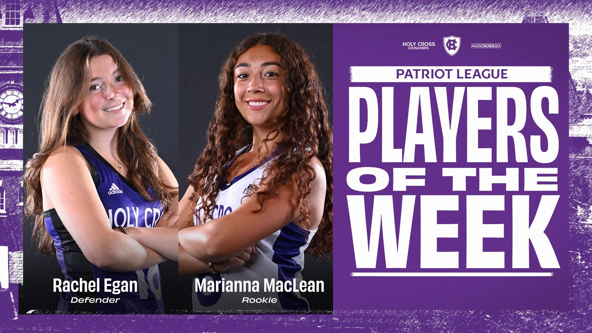 sophomore Rachel Egan was named Patriot League Defender of the Week while freshman Marianna MacLean was named Patriot League Rookie of the Week