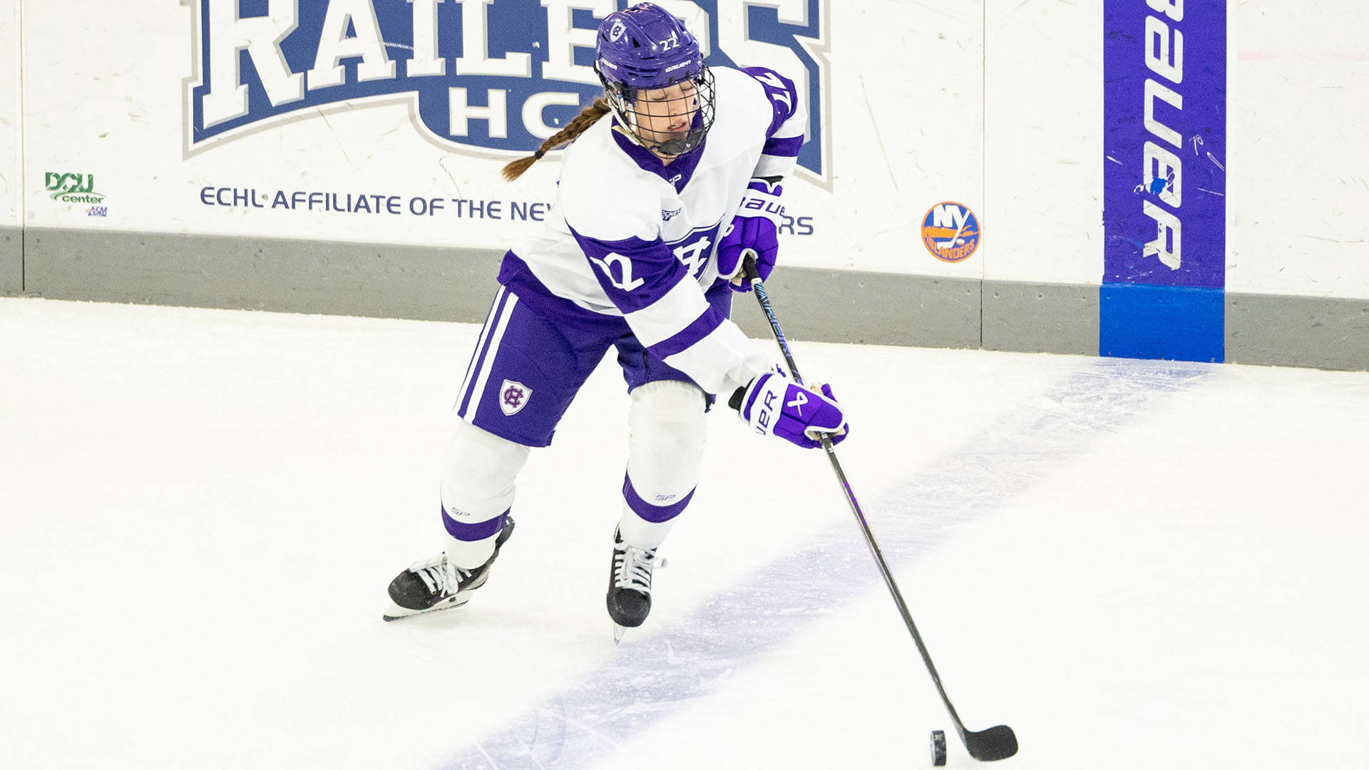 Hannah Deck in action against Delaware