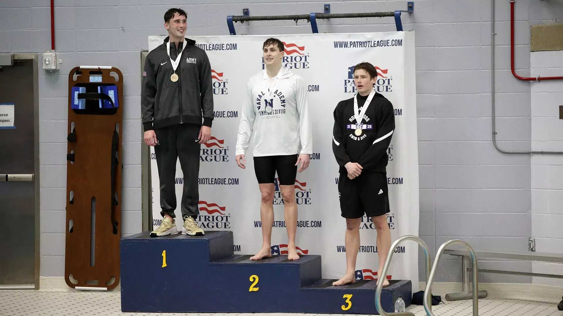 Jack Greiner on the podium at the Patriot League Championship