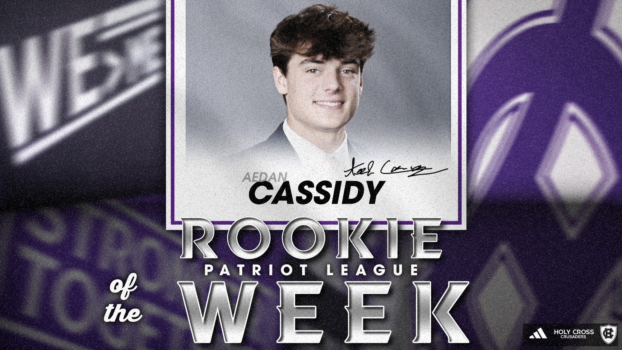 Aedan Cassidy was named Patriot League Rookie of the Week