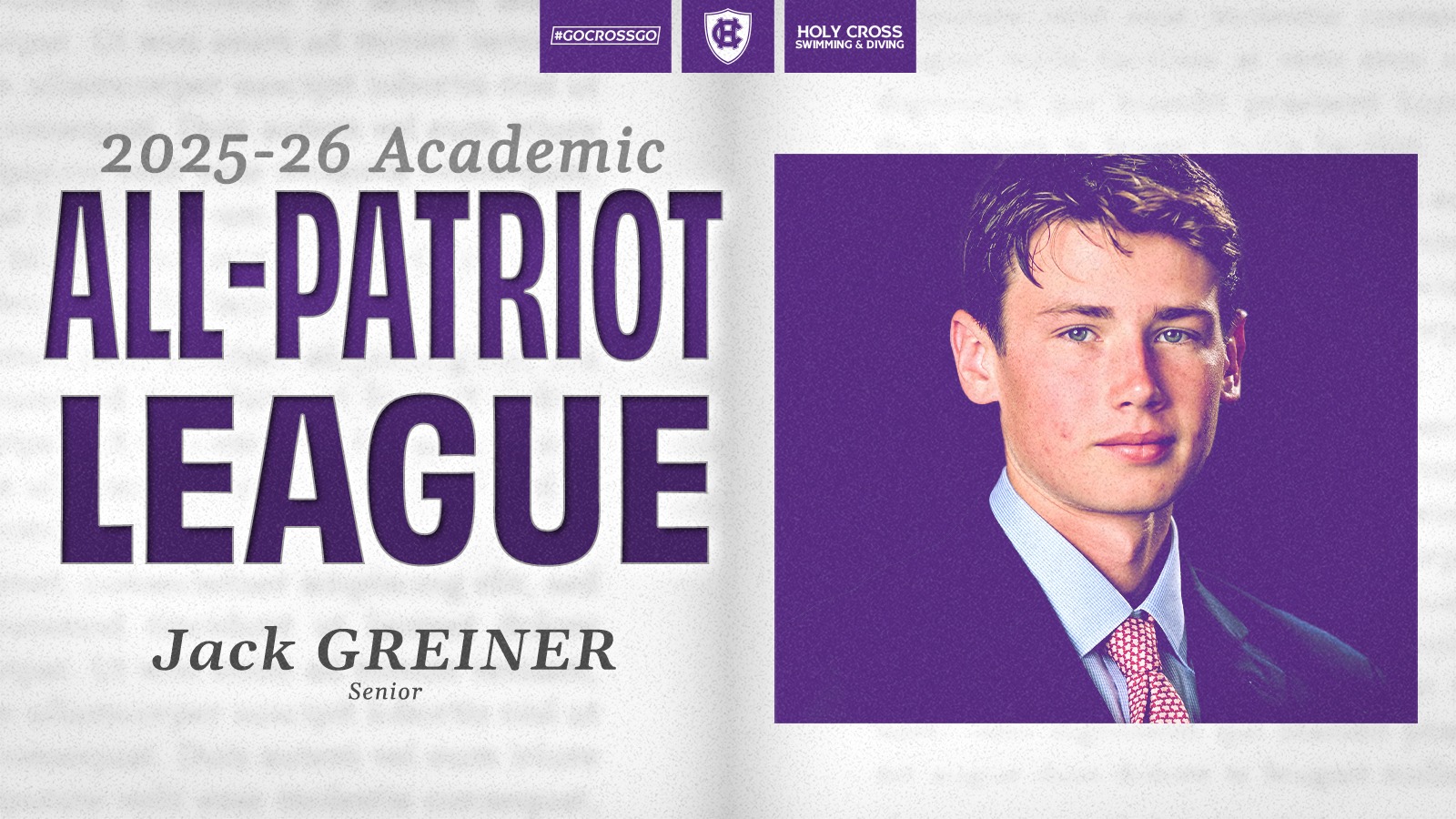 Jack Greiner, Academic All-Patriot League