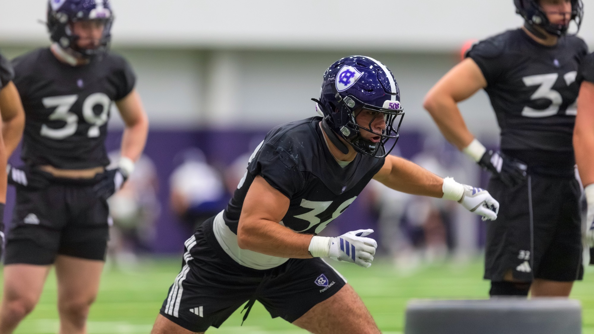 Adam Due at spring practice