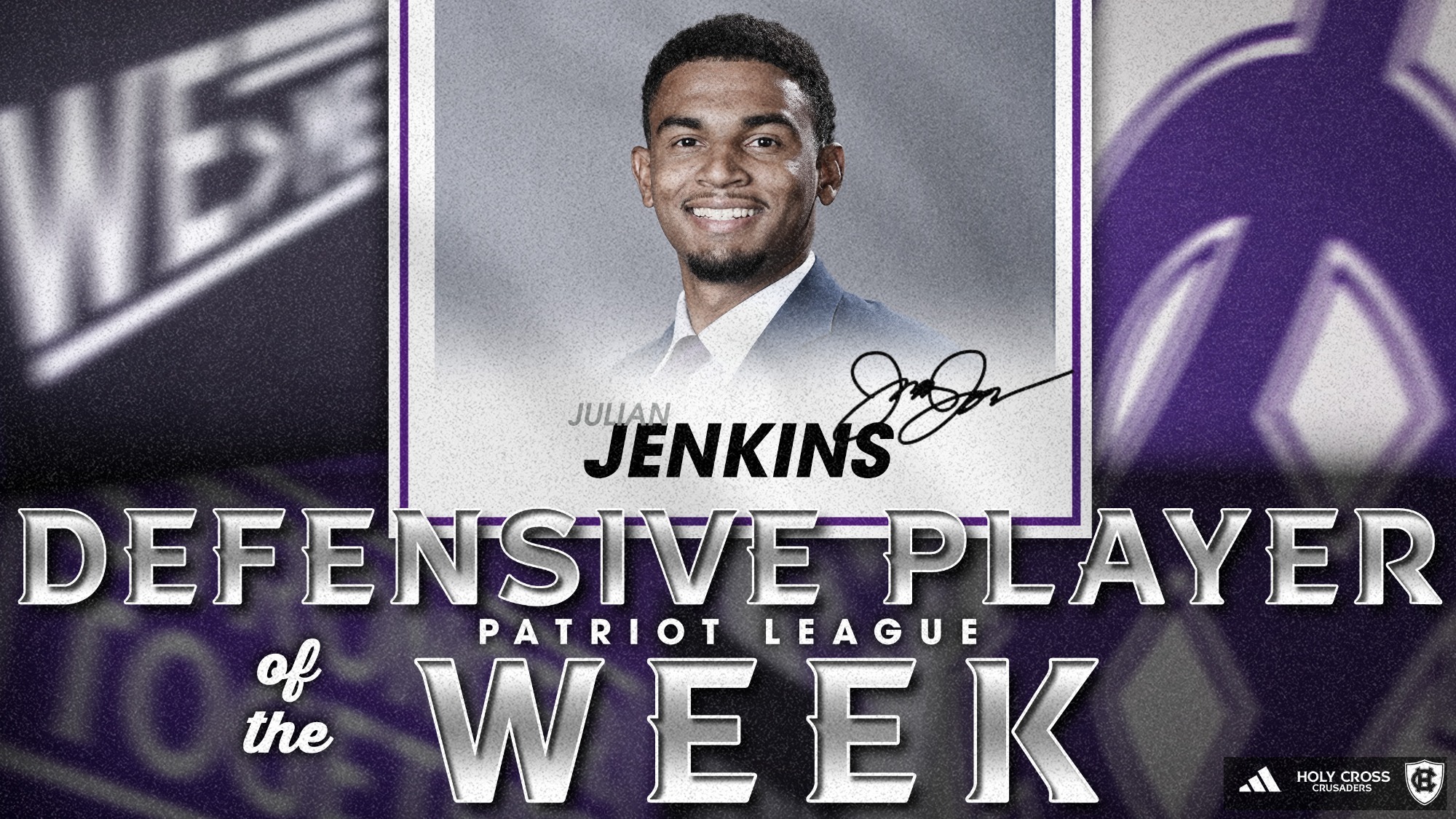Julian Jenkins was named Patriot League Defensive Player of the Week
