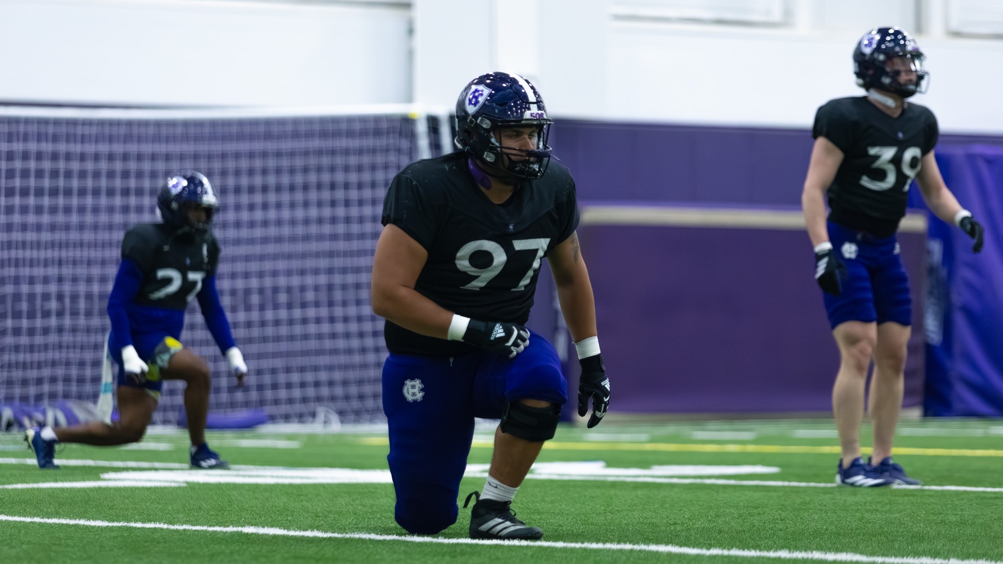 Vin Ferrara stretching at practice