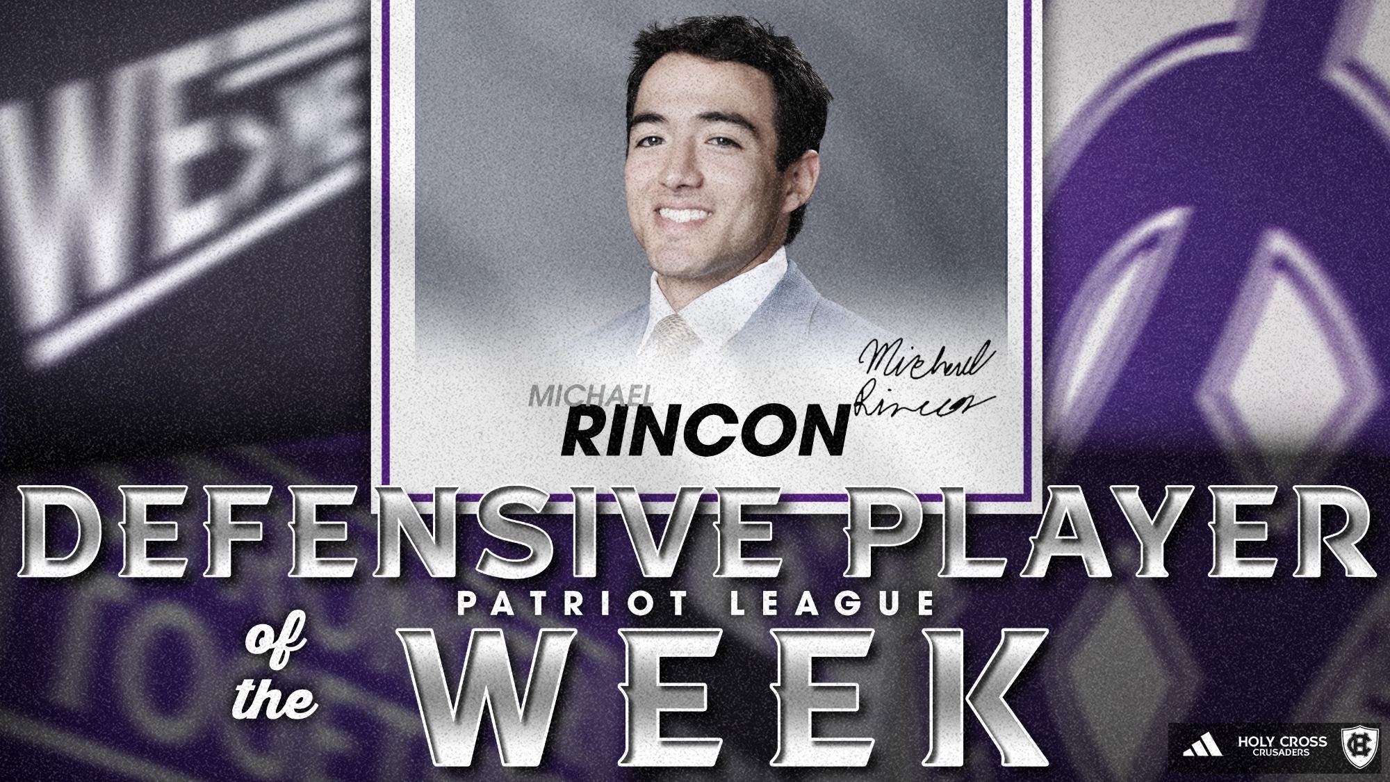 Michael Rincon was named Patriot League Defensive Player of the Week