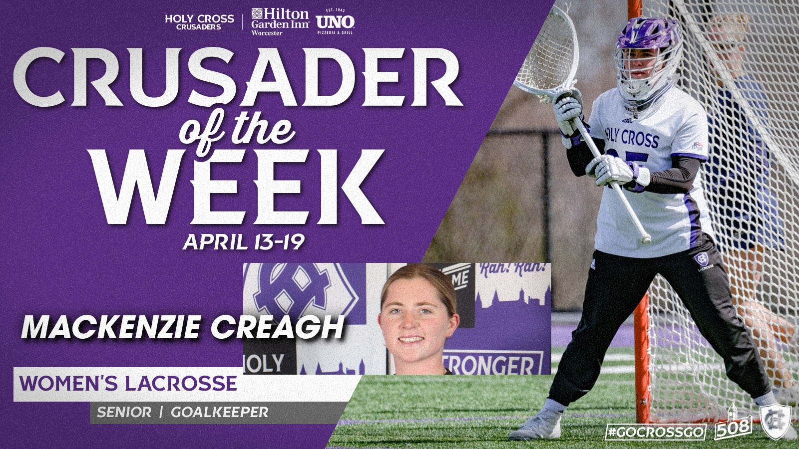 Mackenzie Creagh, Crusader of the Week, April 13-19