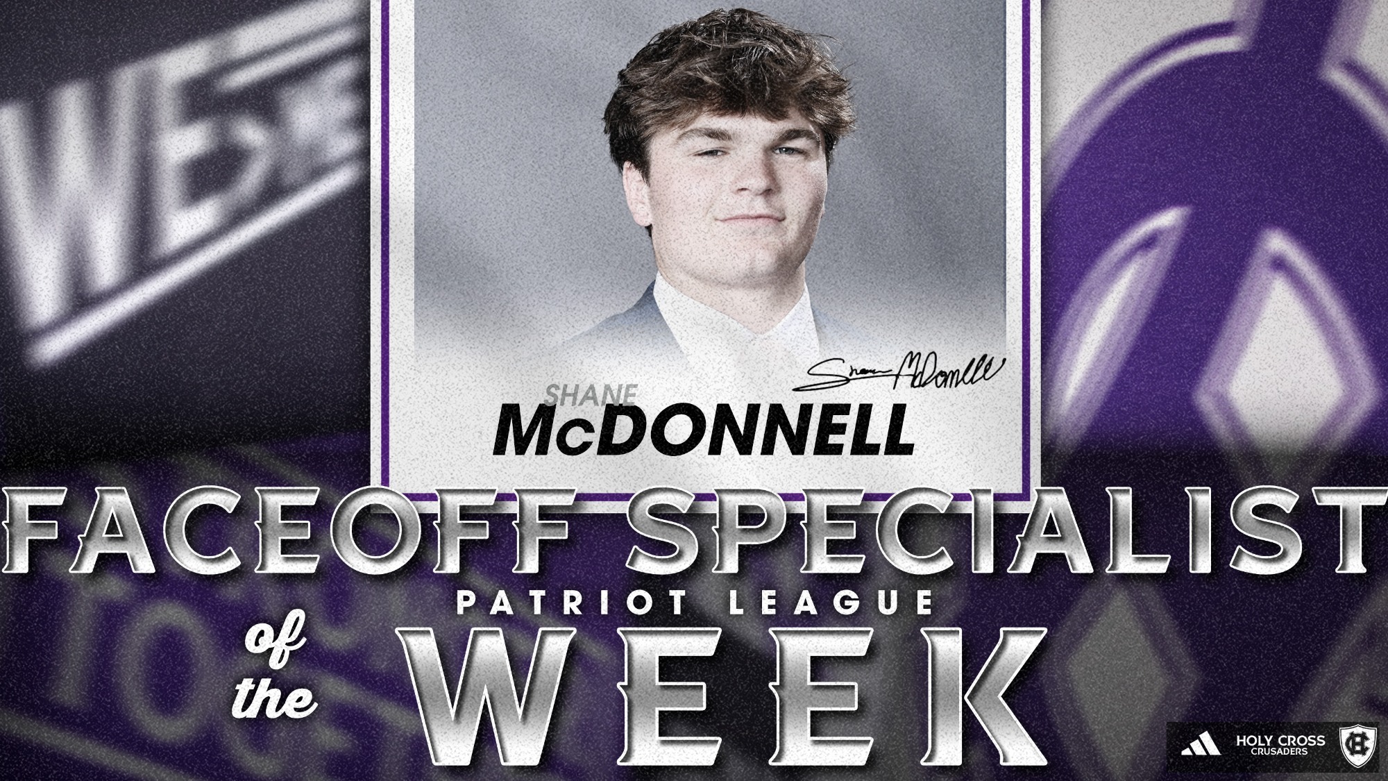 Shane McDonnell earned Patriot League Faceoff Specialist of the Week 