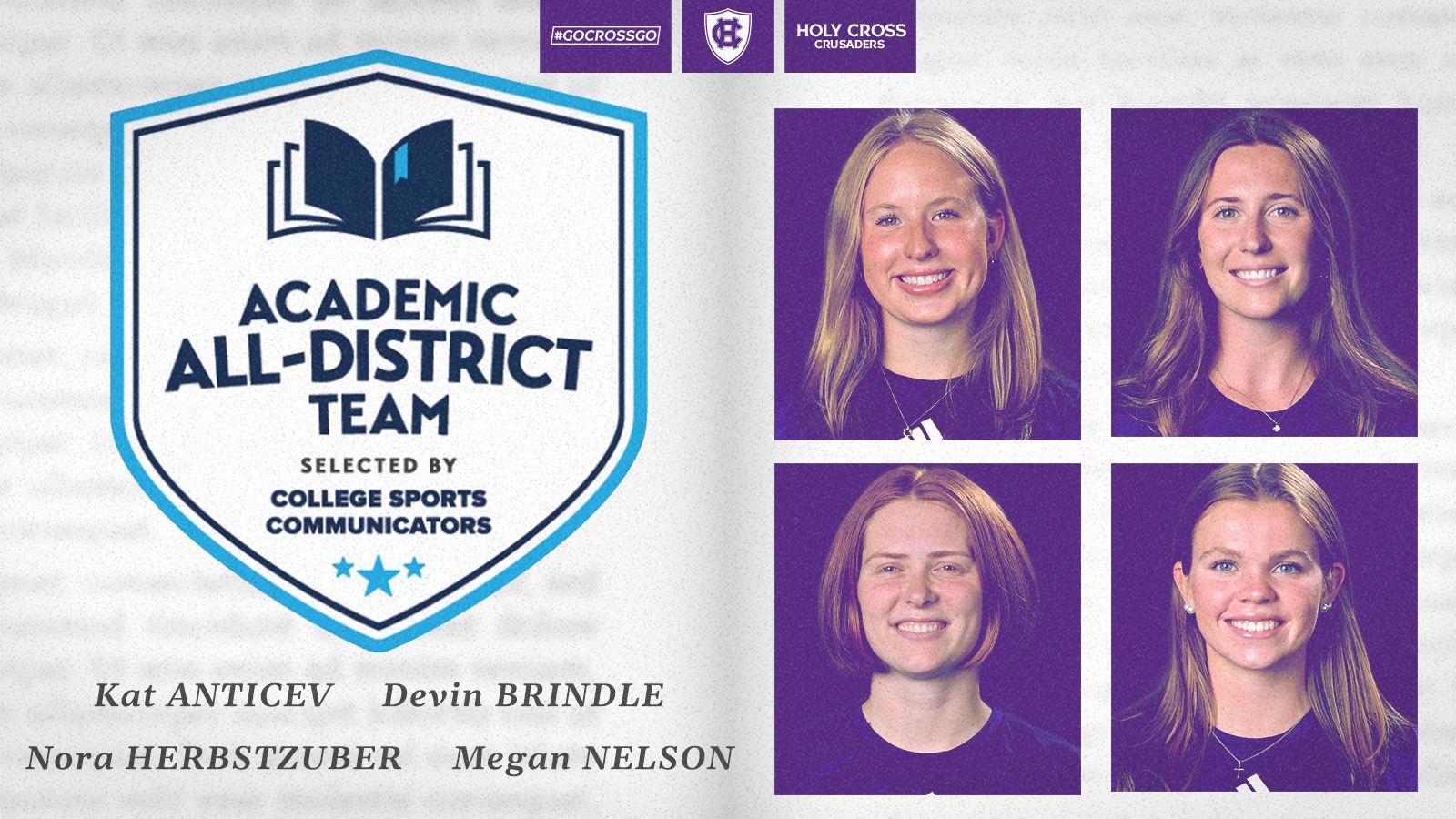 Academic All-District, Kat Anticev, Devin Brindle, Nora Herbstzuer, Megan Nelson