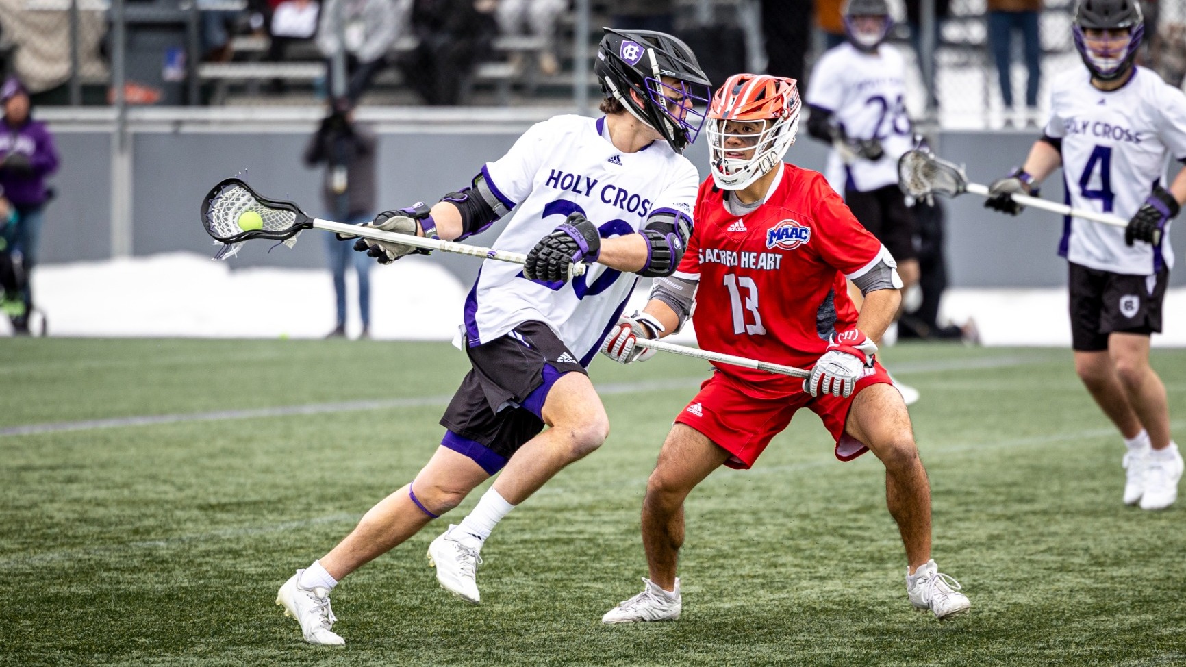 Will Messineo dodges against Sacred Heart
