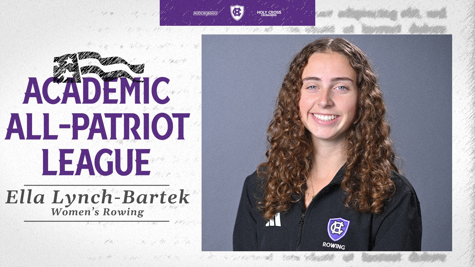 Ella Lynch-Bartek was named to the 2026 women's rowing Academic All-Patriot League team