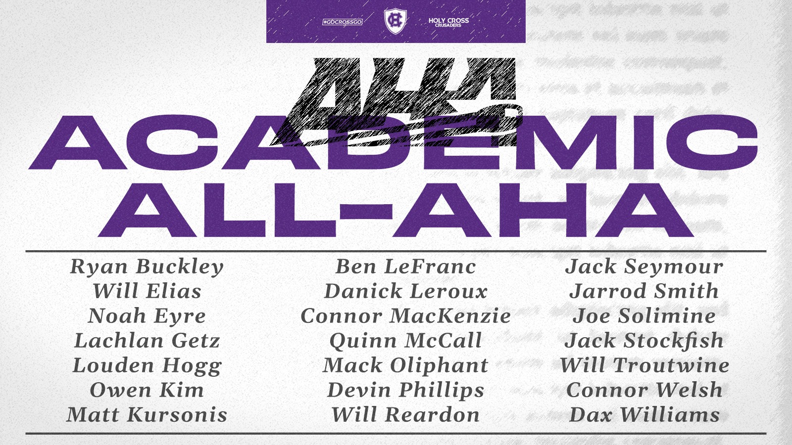 2026 Atlantic Hockey All-Academic Team