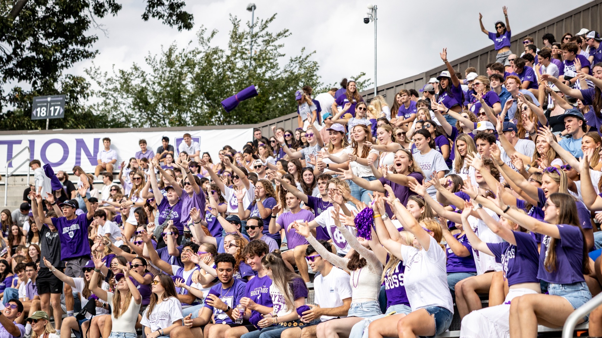 student section at Holy Cross football game