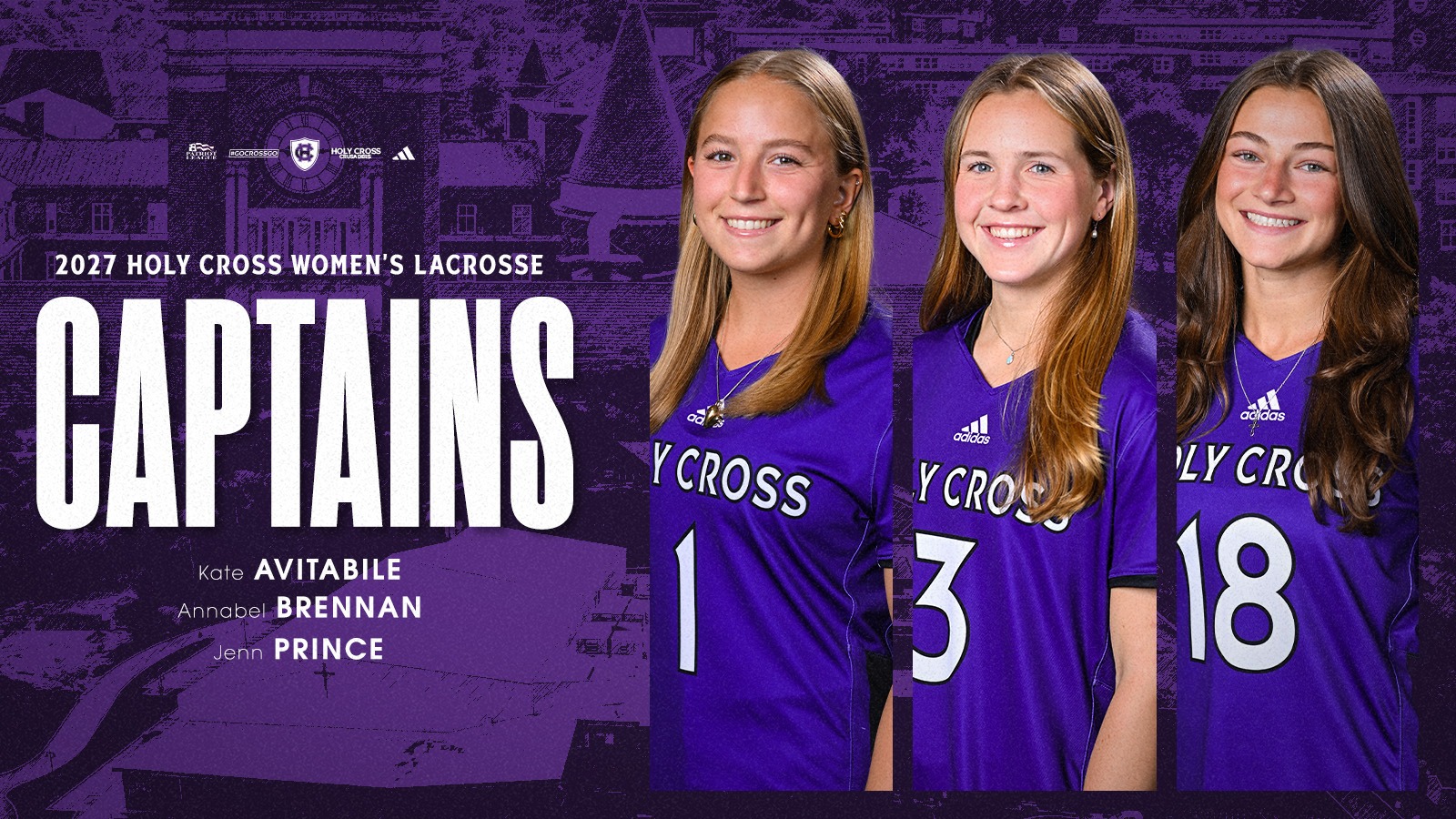 2027 Women's Lacrosse Team Captains: Kate Avitabile, Annabel Brennan, Jenn Prince