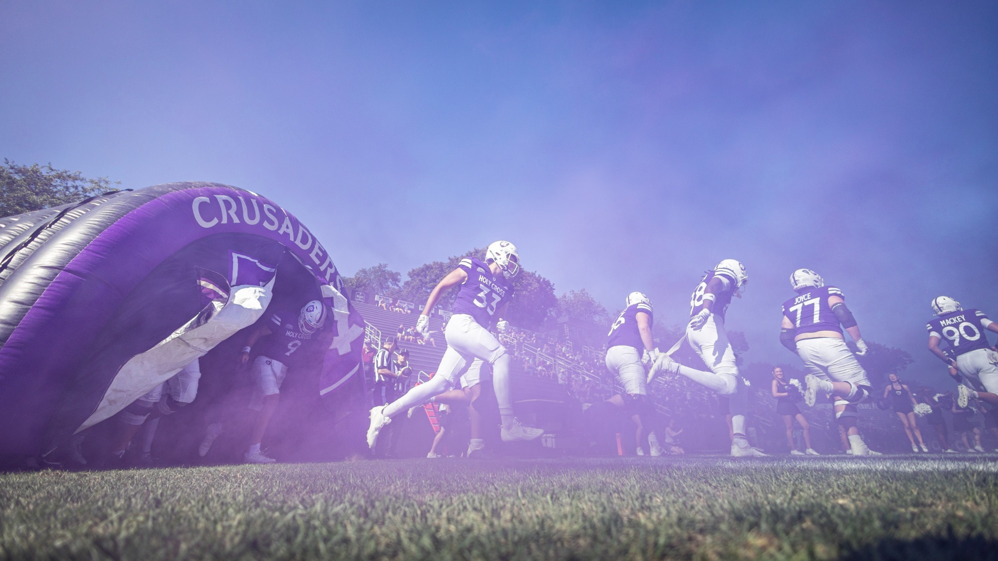 team runs onto field