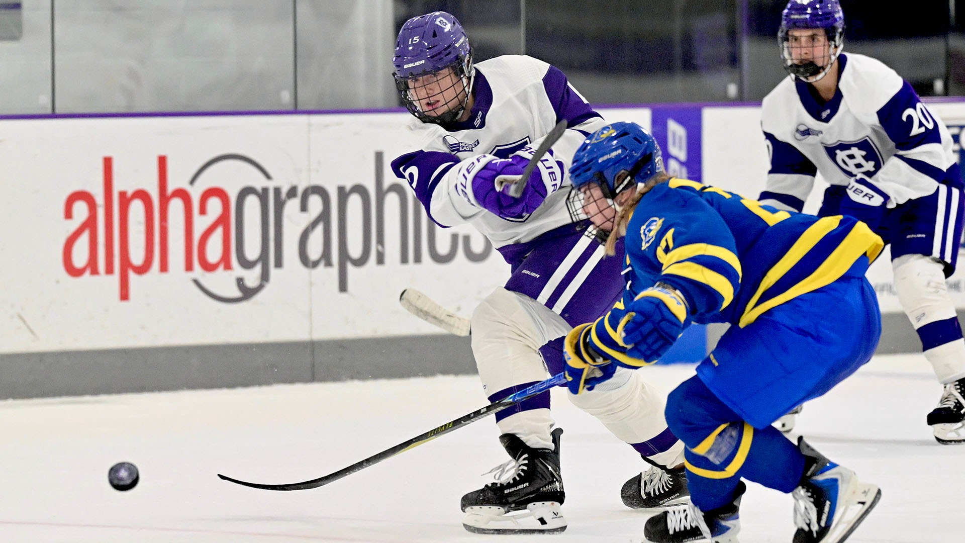 Amanda Aslan taking a shot against Delaware