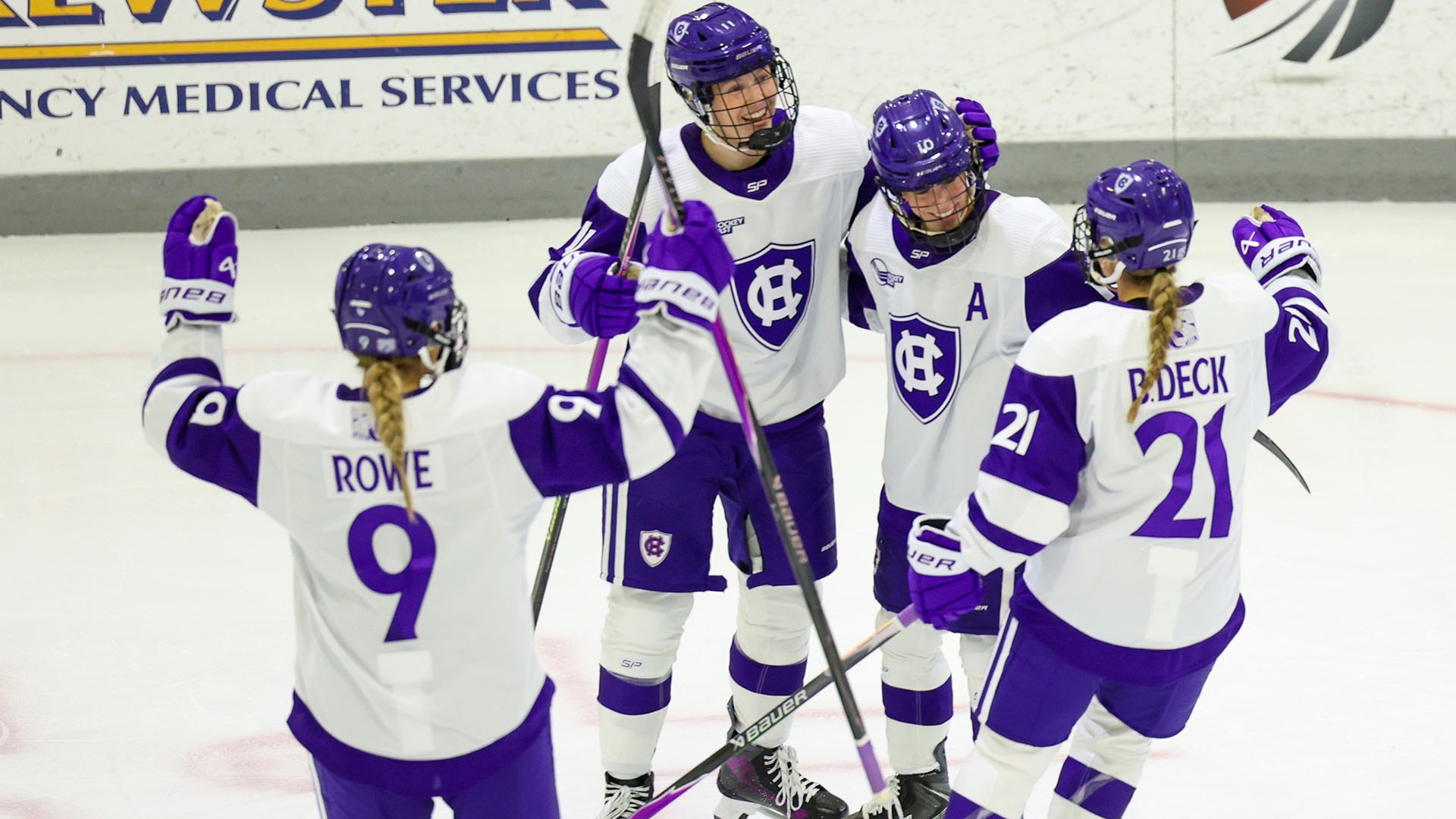 The Crusaders celebrate during their victory over Delaware