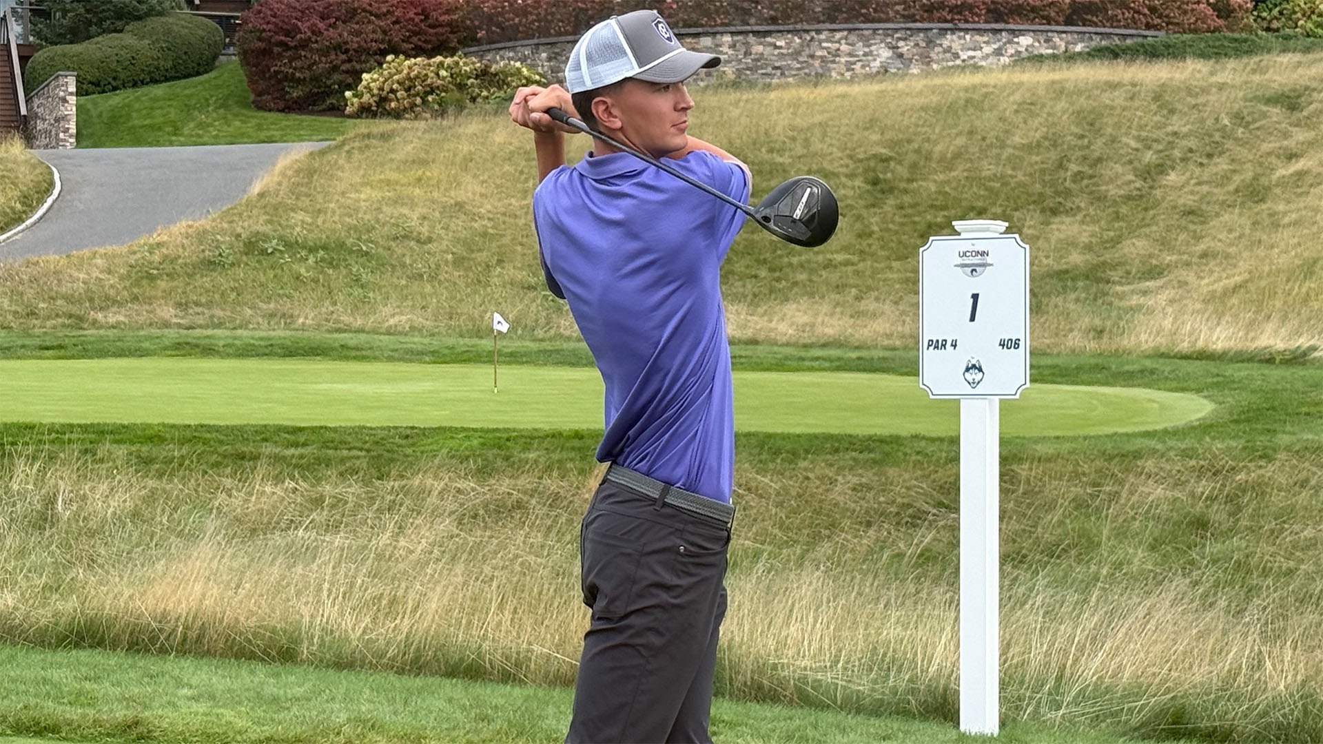 John Scully teeing off at the UConn Invitational