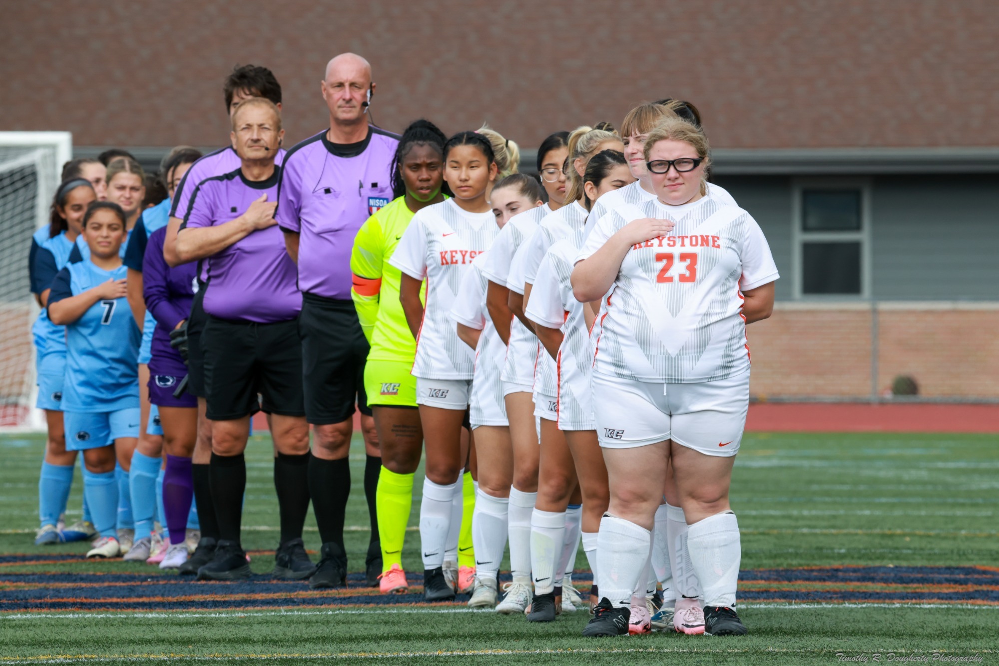Women's Soccer Lineup- National Anthem 