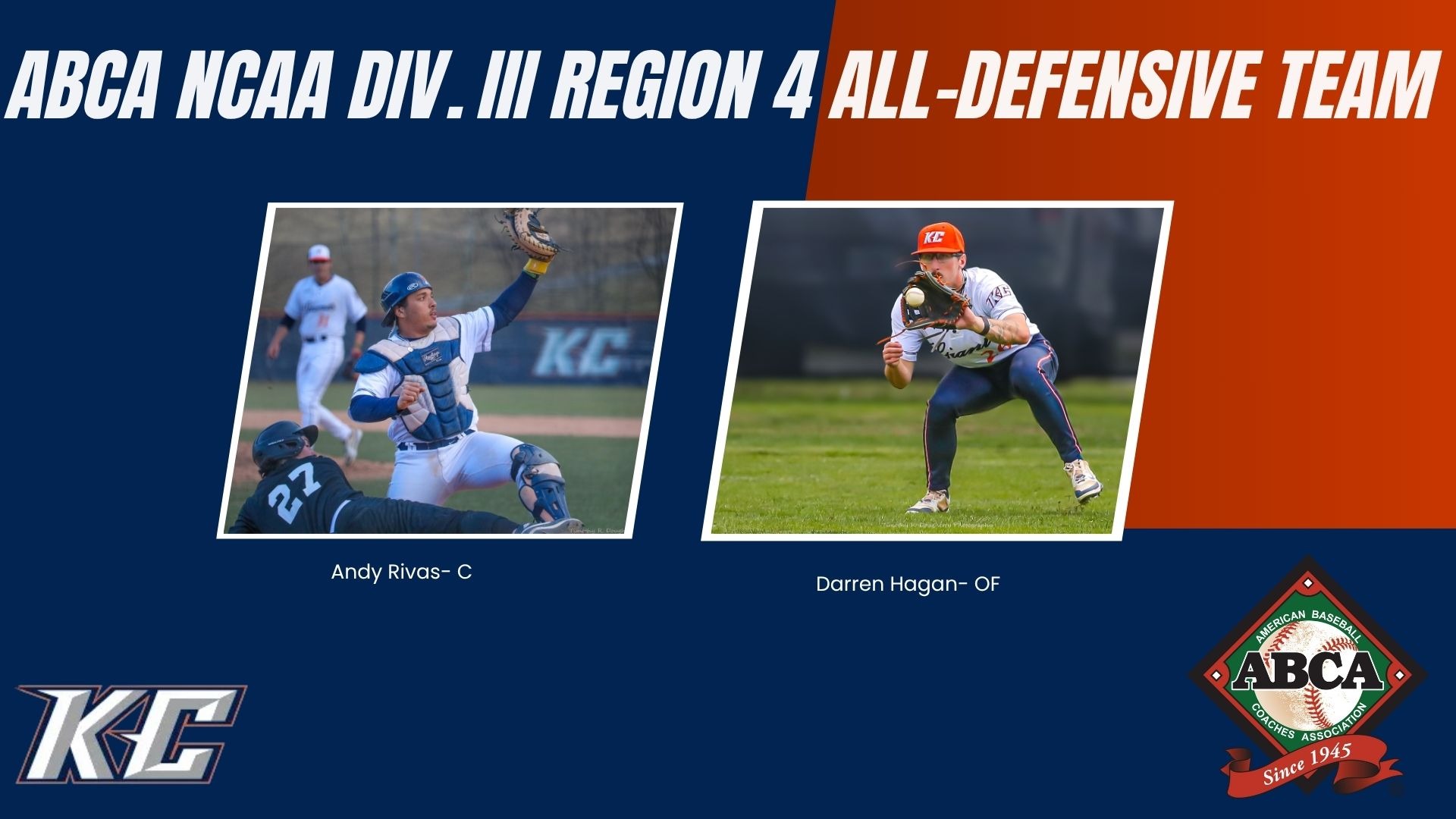 Hagan and Rivas ABCA All Region 4 Defensive Team 