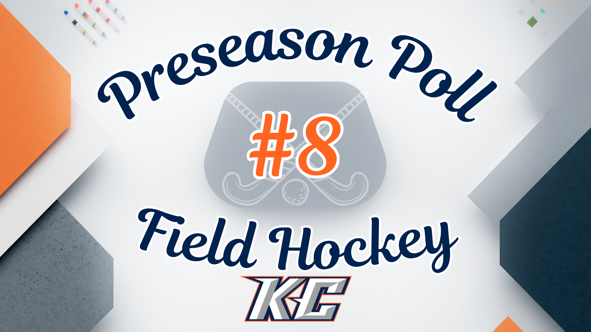 Keystone College field hockey preseason poll graphic featuring the team’s No. 8 ranking