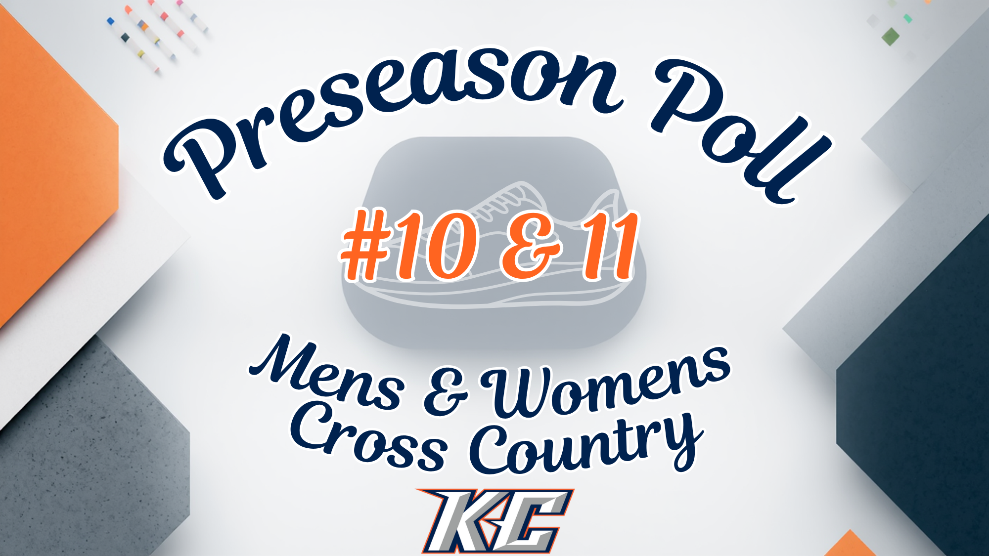 Keystone College cross country preseason poll graphic featuring the words “Preseason Poll,” with the men’s team ranked No. 10 and women’s team ranked No. 11 in the United East Conference.