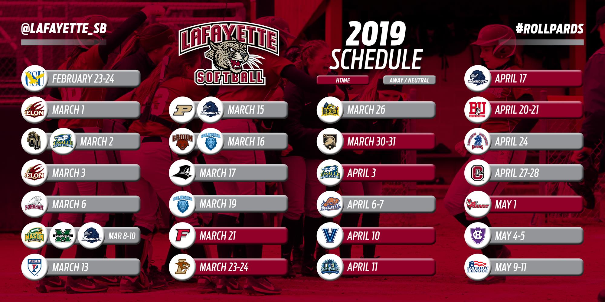 Leopard Softball Announces 2019 Slate Lafayette College Athletics