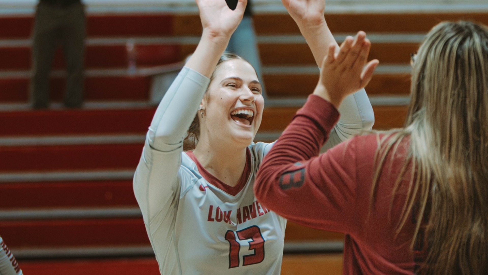 Gabby Gealey celebrates a Lock Haven point 