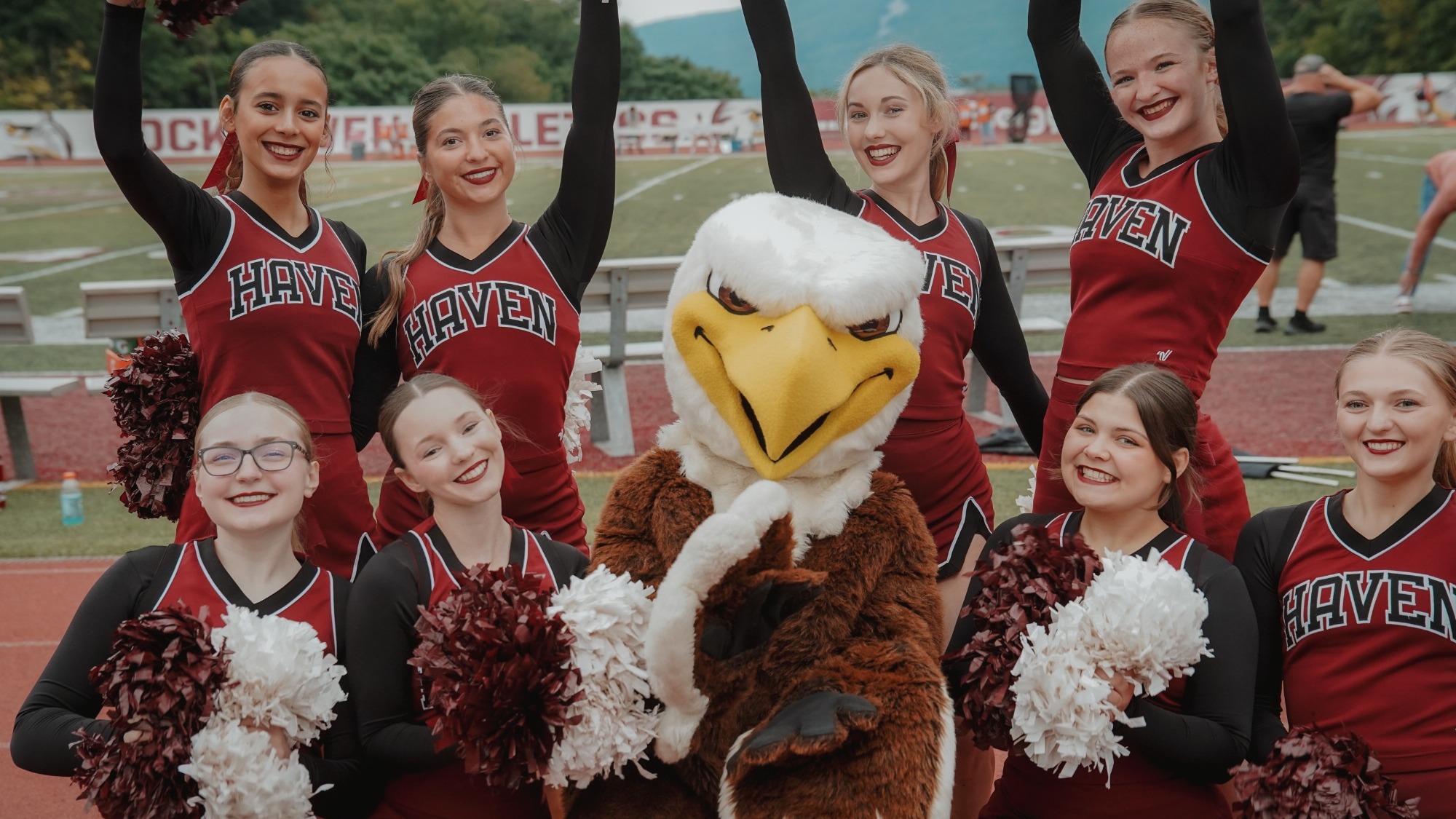 The Lock Haven Cheerleaders during a 2026 football game. 