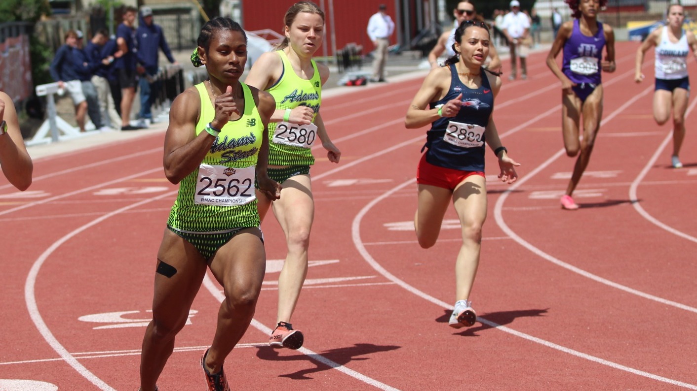 Naleia Sowell runs the 400 meters at the RMAC Championships on April 28, 2024.