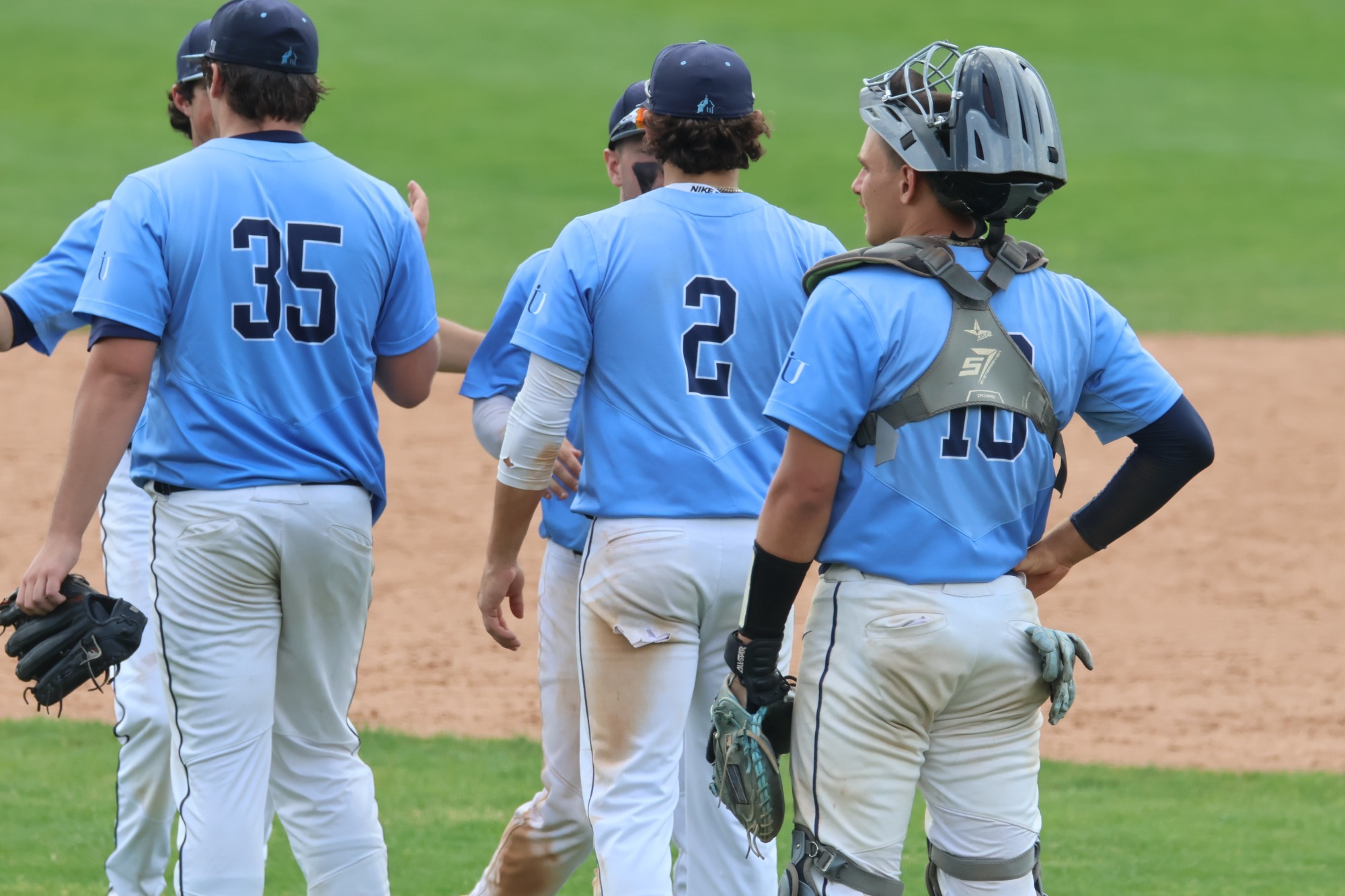 IU Baseball 2025 PT Celebrates after recent win over Marymount